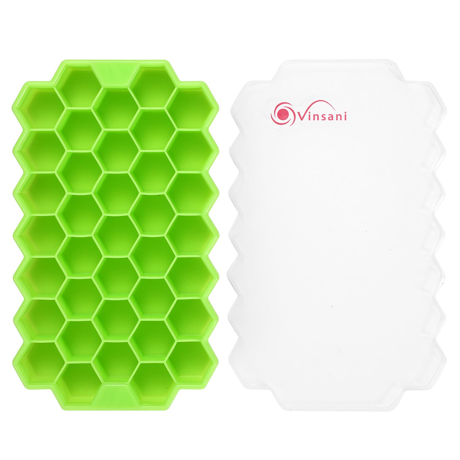 Vinsani 2 Pack Ice Cube Hexagon Silicone Tray with Clear Removable Lids - Picture 24 of 24
