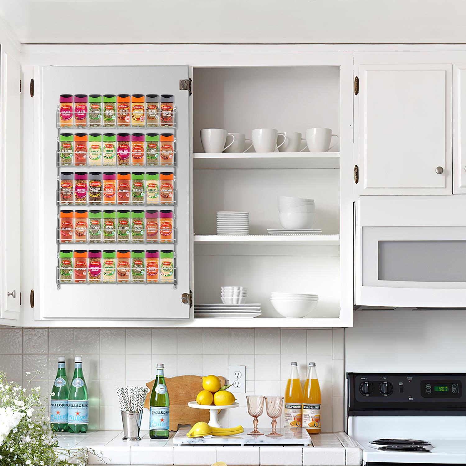Vinsani 1-6 Tier Spice Herb Jar Rack Holder Kitchen Cupboard Wall Storage Unit - Picture 25 of 63