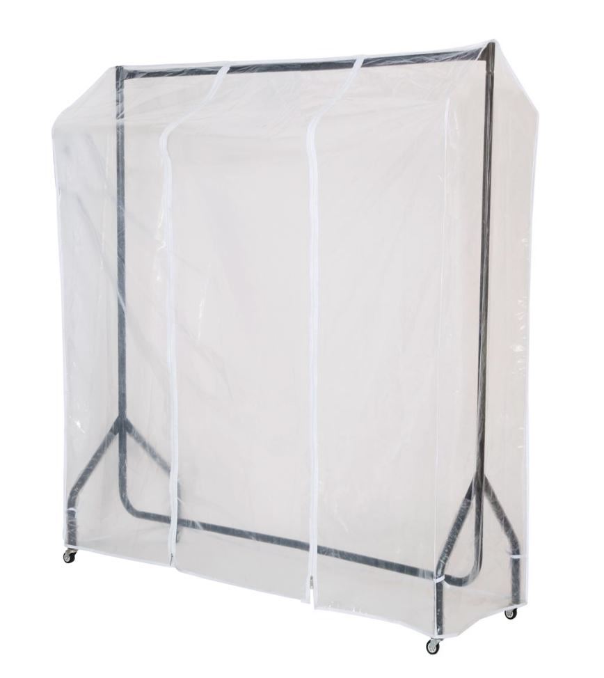 Vinsani Clear Transparent Clothes Rail Cover Hanging Garment Rail