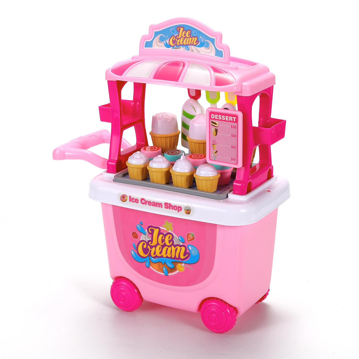 SOKA® 27 pcs Ice Cream Trolley Shop Cart Toy for Children Pretend Play
