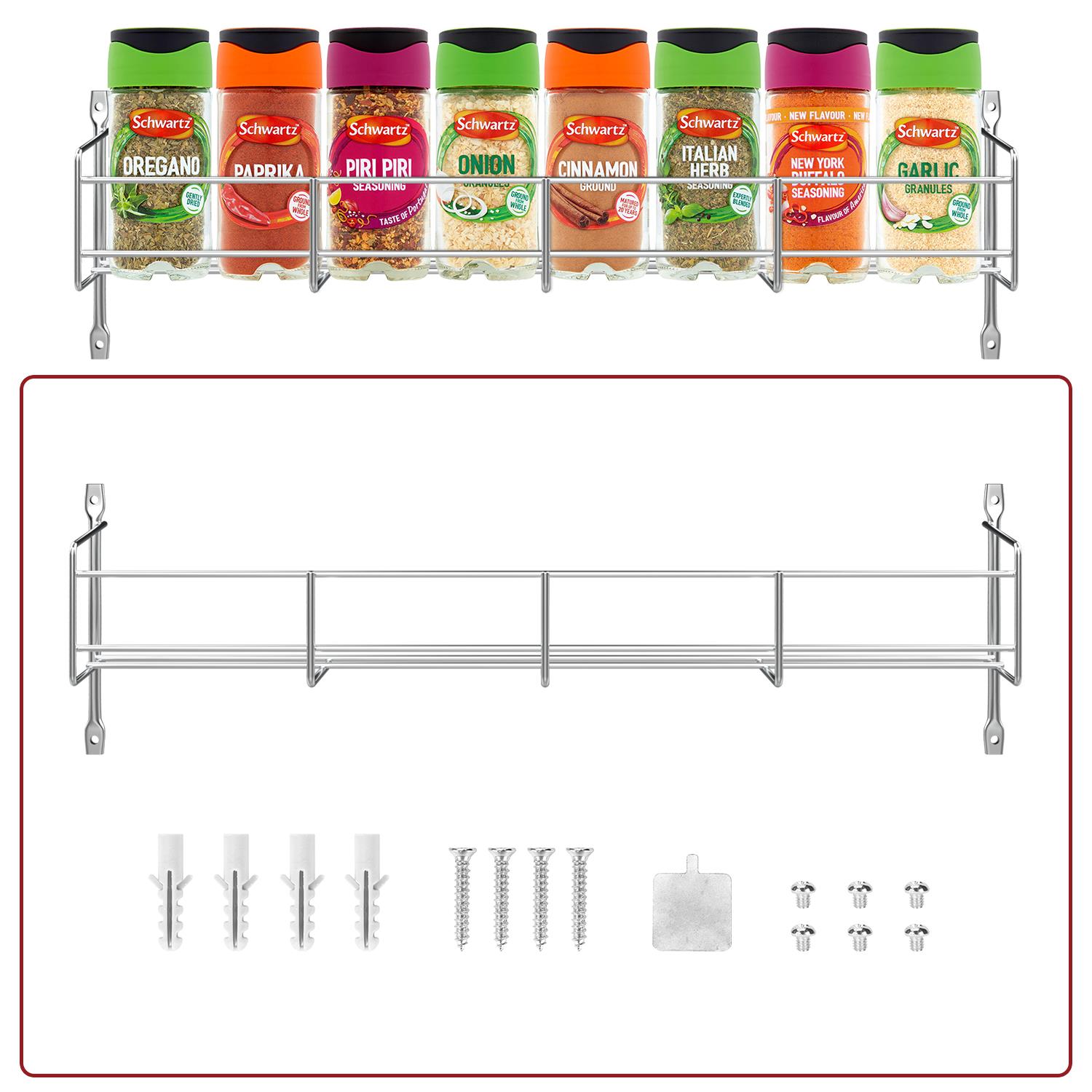 Vinsani 1-6 Tier Spice Herb Jar Rack Holder Kitchen Cupboard Wall Storage Unit - Picture 51 of 63