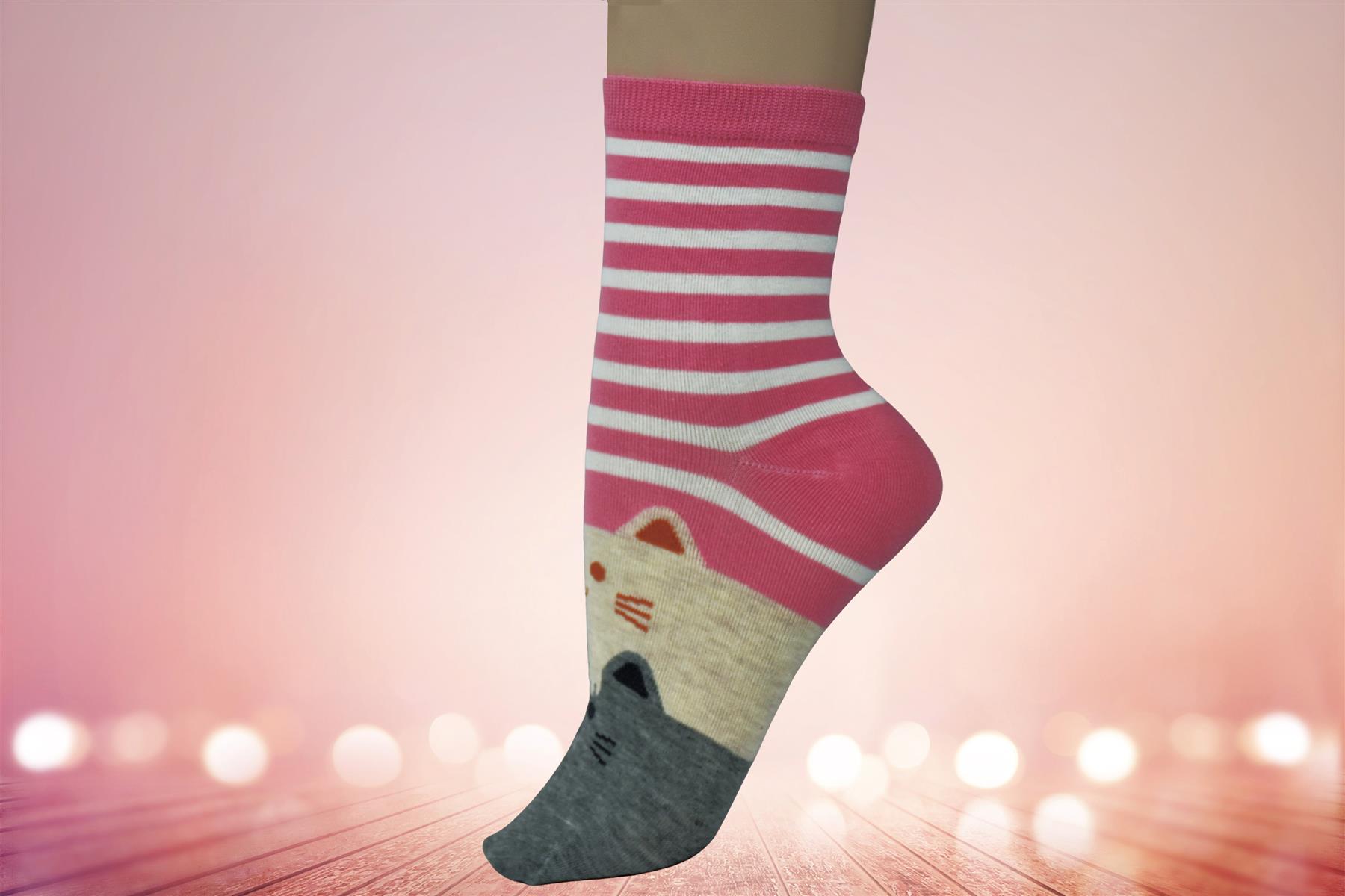 Vinsani® Cat Dog Owl Pet Animal Cute Print Socks 5 Pairs Pack - OneSize Fits all - Picture 53 of 63