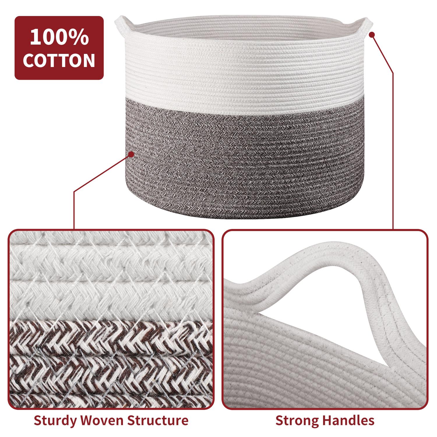 Vinsani Laundry Basket Natural Cotton Hand-Woven Rope Hamper Minimalist Storage - Picture 66 of 68