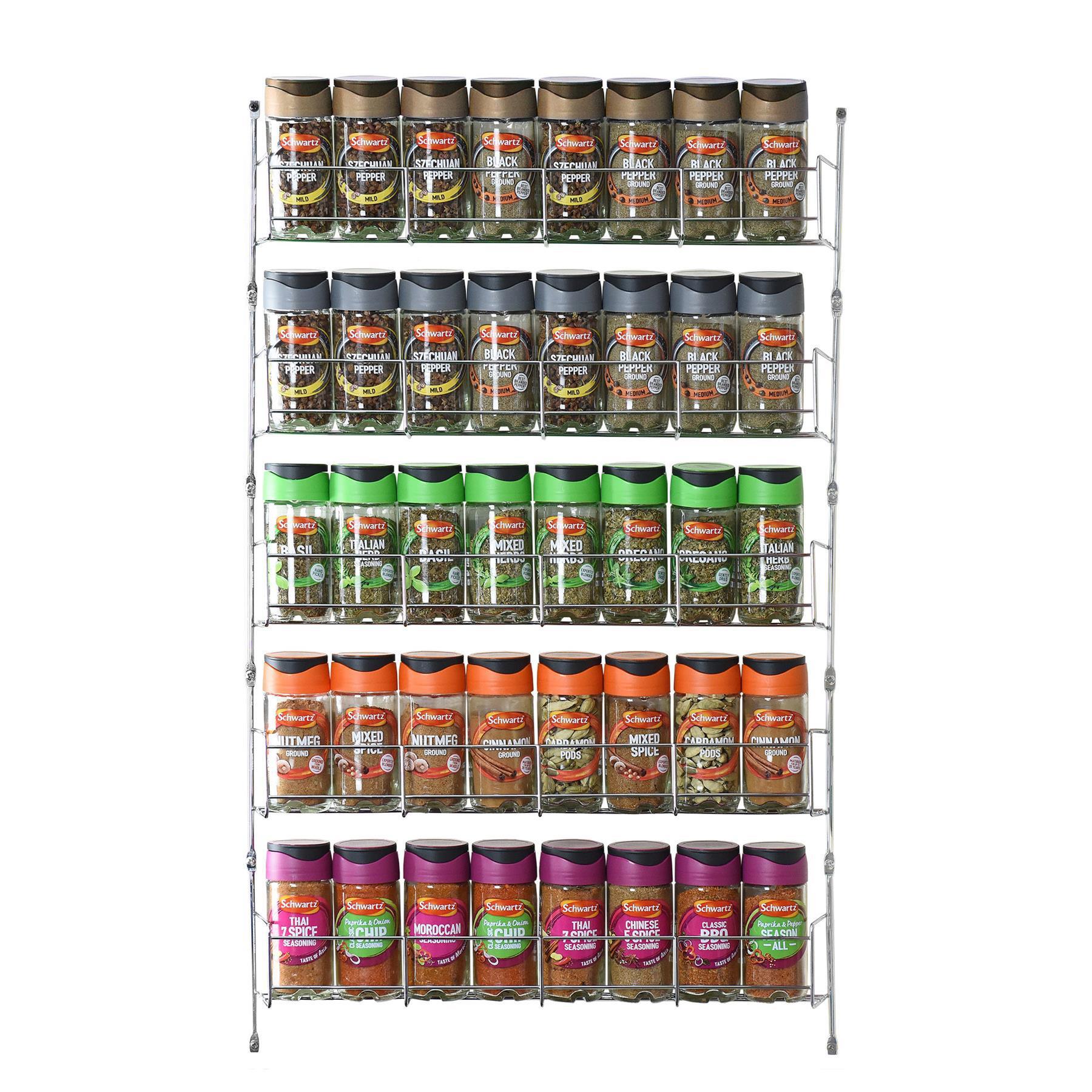 Vinsani 1-6 Tier Spice Herb Jar Rack Holder Kitchen Cupboard Wall Storage Unit - Picture 22 of 63