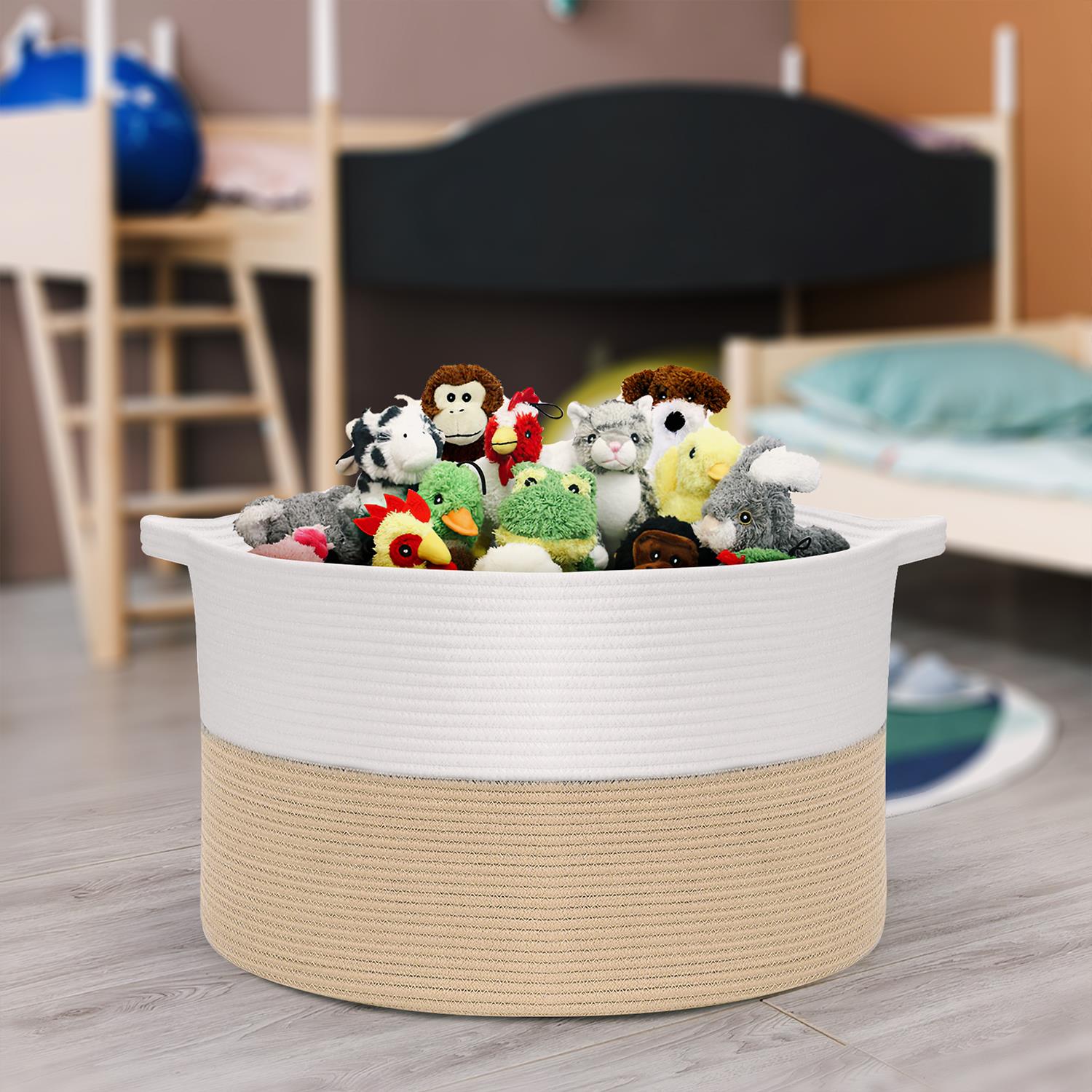 Vinsani Laundry Basket Natural Cotton Hand-Woven Rope Hamper Minimalist Storage - Picture 28 of 68