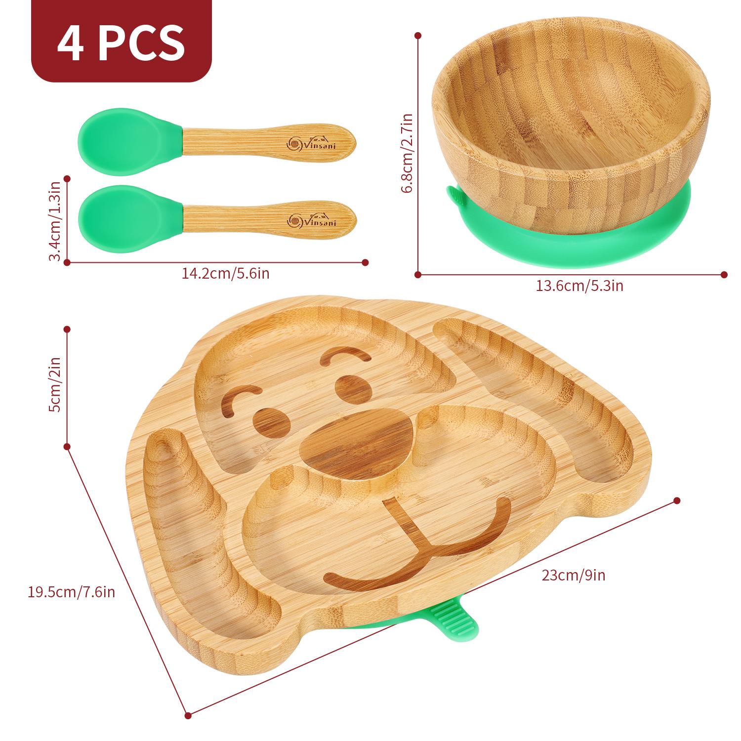 Vinsani Bamboo Dog Plate Bowl & Spoon Set Suction Bowl Stay-Put Design - Picture 19 of 73