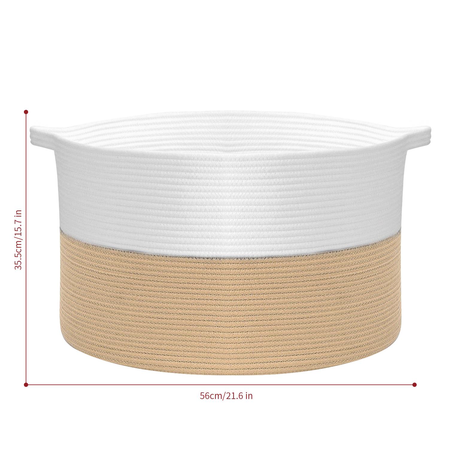 Vinsani Laundry Basket Natural Cotton Hand-Woven Rope Hamper Minimalist Storage - Picture 29 of 68