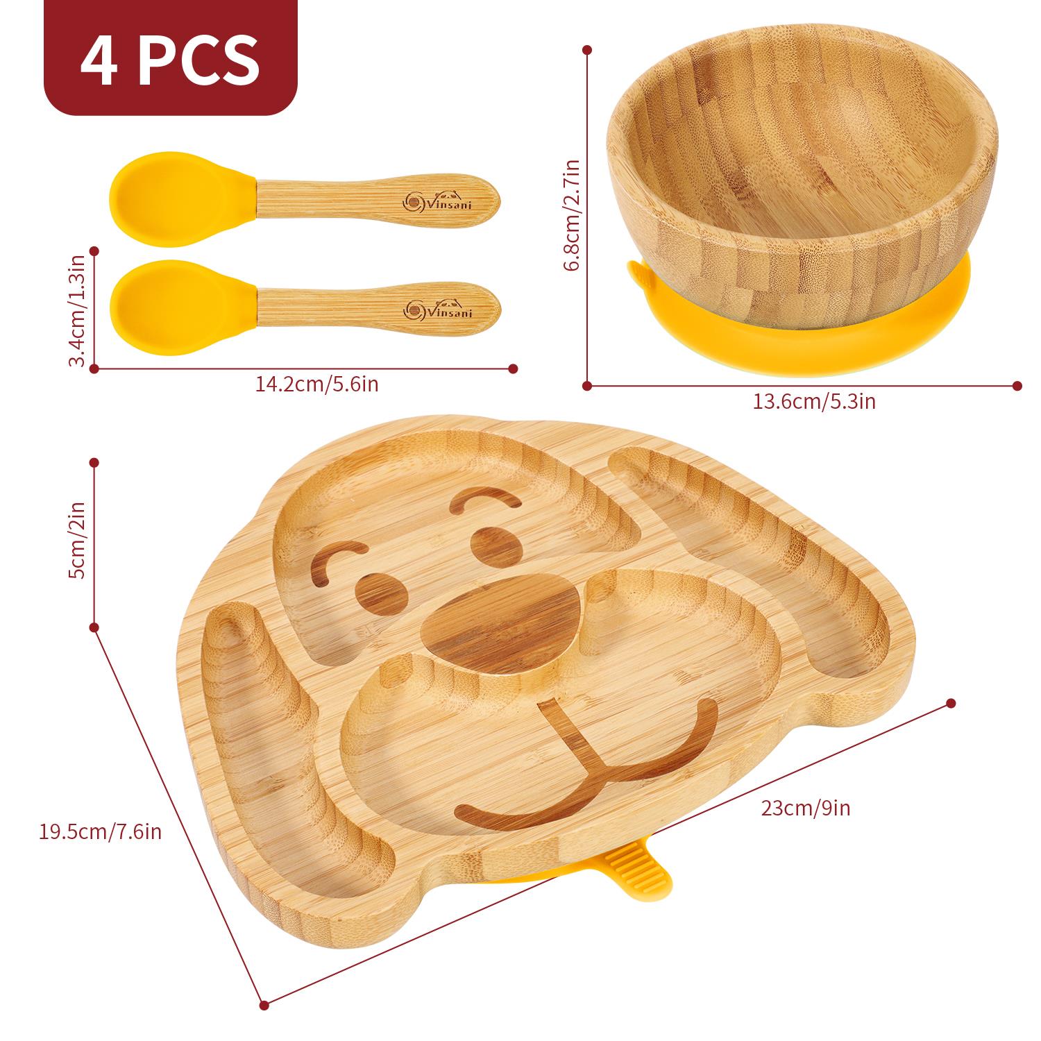 Vinsani Bamboo Dog Plate Bowl & Spoon Set Suction Bowl Stay-Put Design - Picture 67 of 73