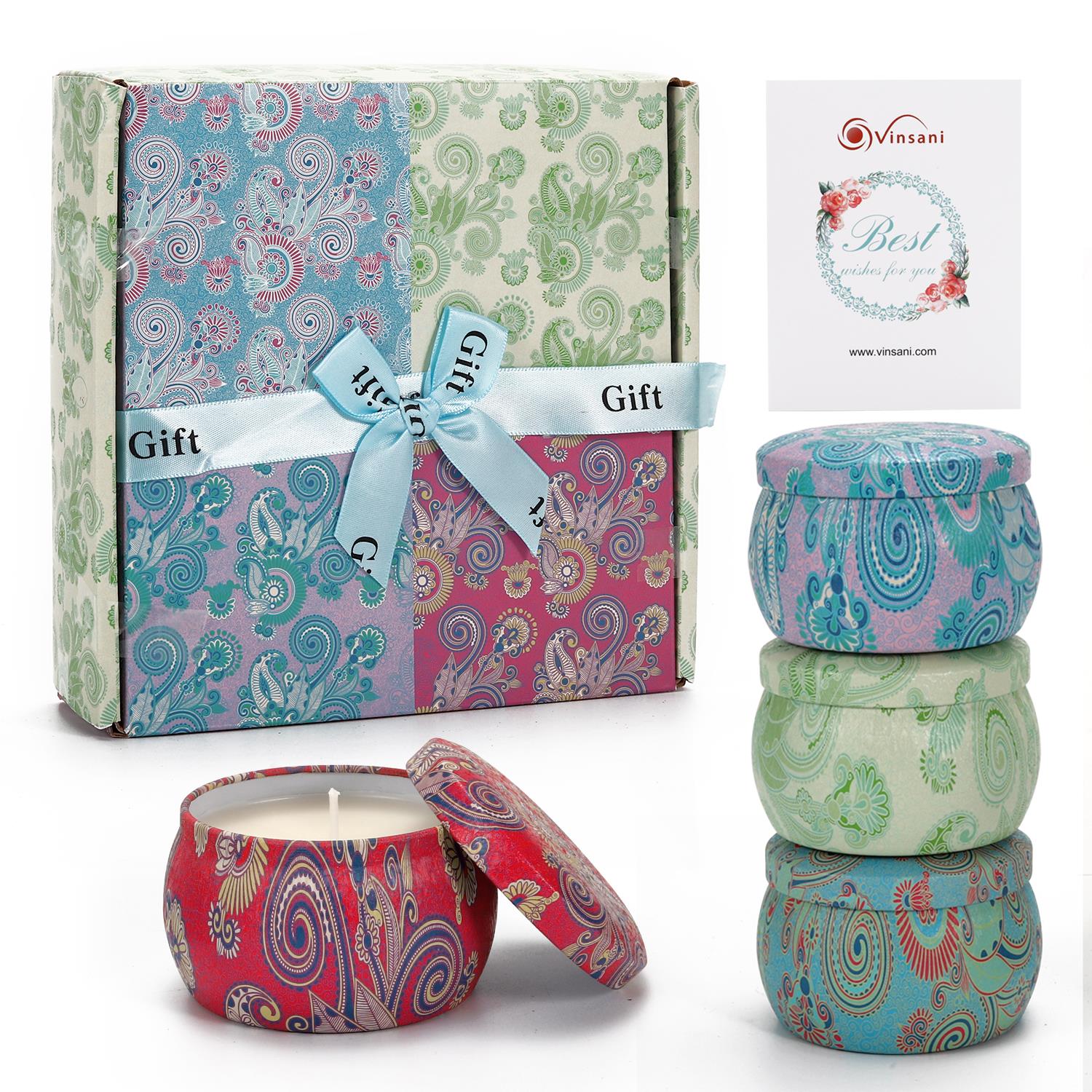 Vinsani Portable Tin Scented Candles Gift Box Set Soy Wax Jar of 4 eBay
