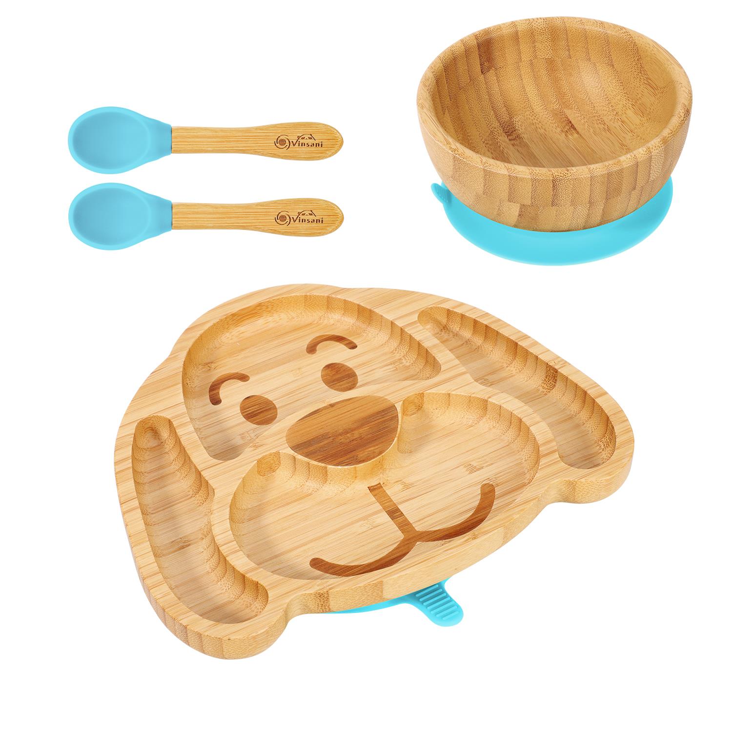 Vinsani Bamboo Dog Plate Bowl & Spoon Set Suction Bowl Stay-Put Design - Picture 9 of 73