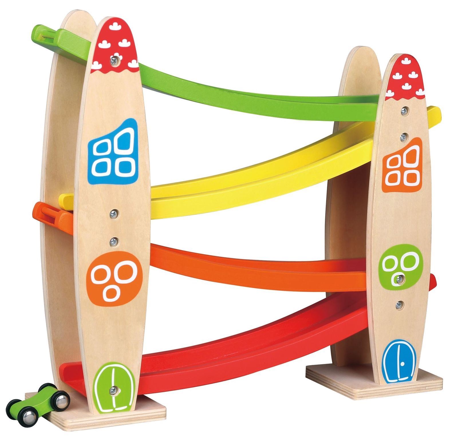 Lelin Wooden Star Sloping Slope Rolling Vehicle Runner Toy For