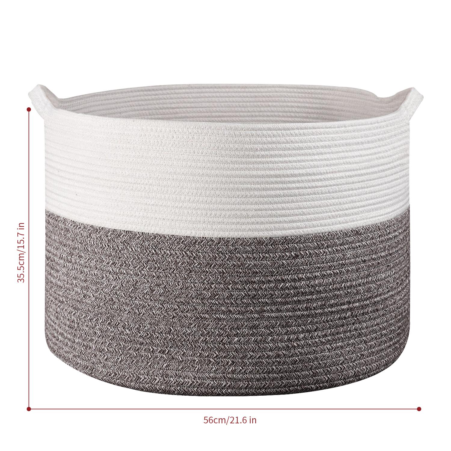 Vinsani Laundry Basket Natural Cotton Hand-Woven Rope Hamper Minimalist Storage - Picture 63 of 68