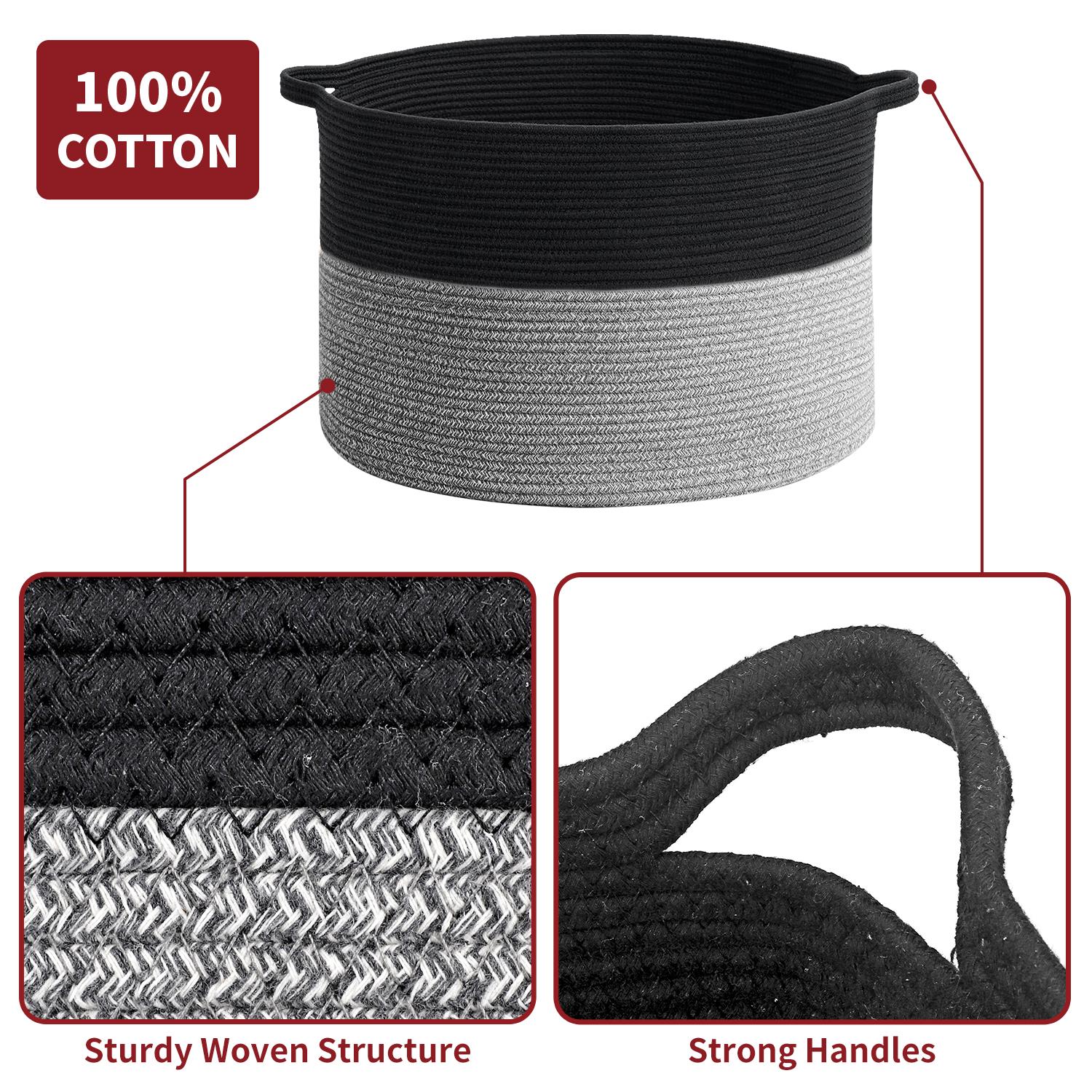 Vinsani Laundry Basket Natural Cotton Hand-Woven Rope Hamper Minimalist Storage - Picture 21 of 68