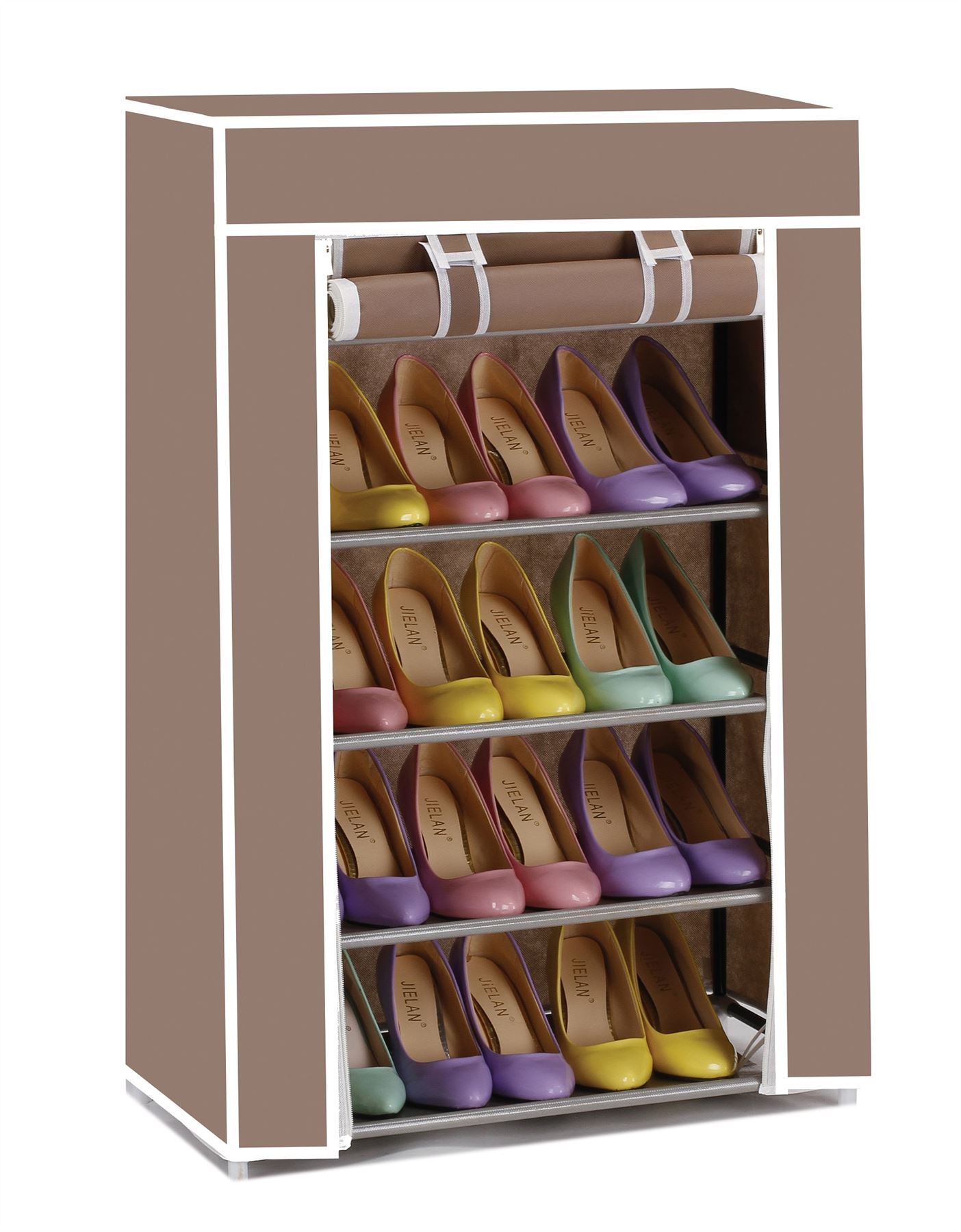 Vinsani 5 Tier Canvas Shoe Rack Storage Organiser Rack Holds upto 15