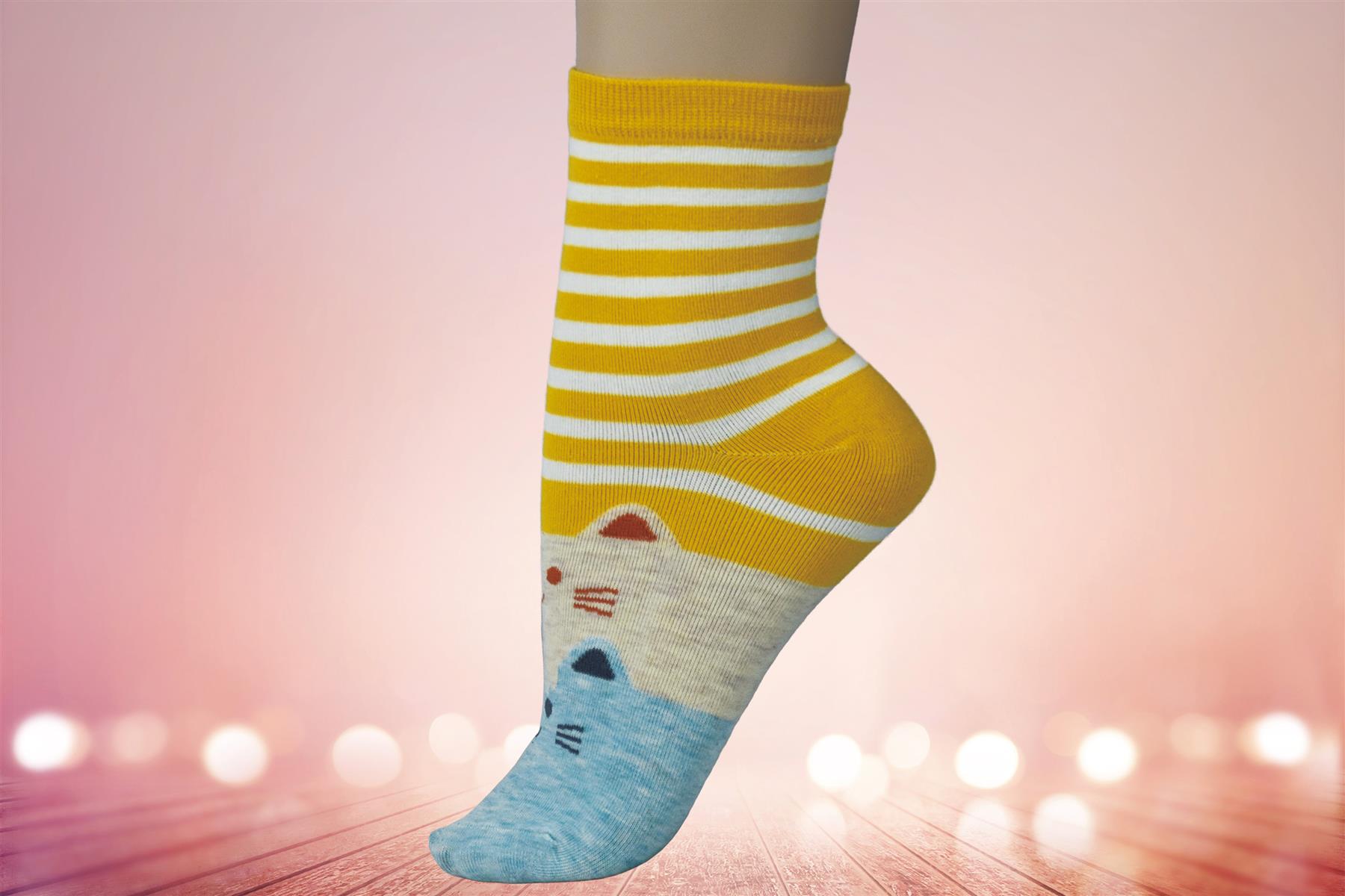 Vinsani® Cat Dog Owl Pet Animal Cute Print Socks 5 Pairs Pack - OneSize Fits all - Picture 52 of 63