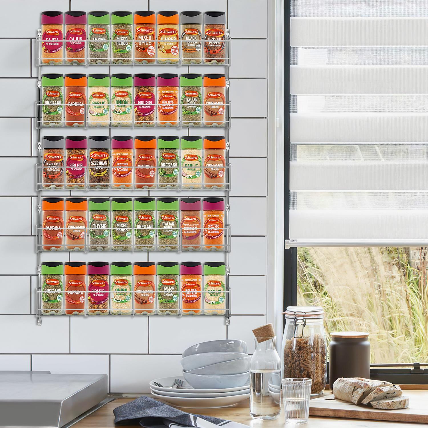 Vinsani 1-6 Tier Spice Herb Jar Rack Holder Kitchen Cupboard Wall Storage Unit - Picture 23 of 63