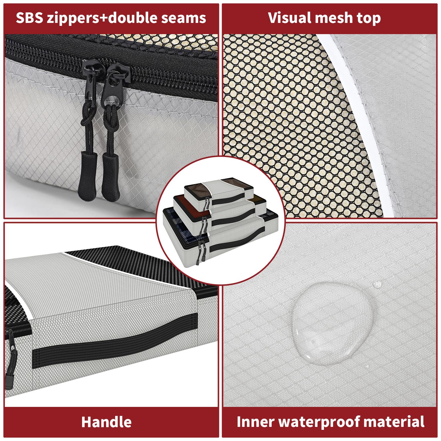 Vinsani 3 Piece Packing Cubes Set Suitcase Travel Organiser Essentials - Picture 35 of 60