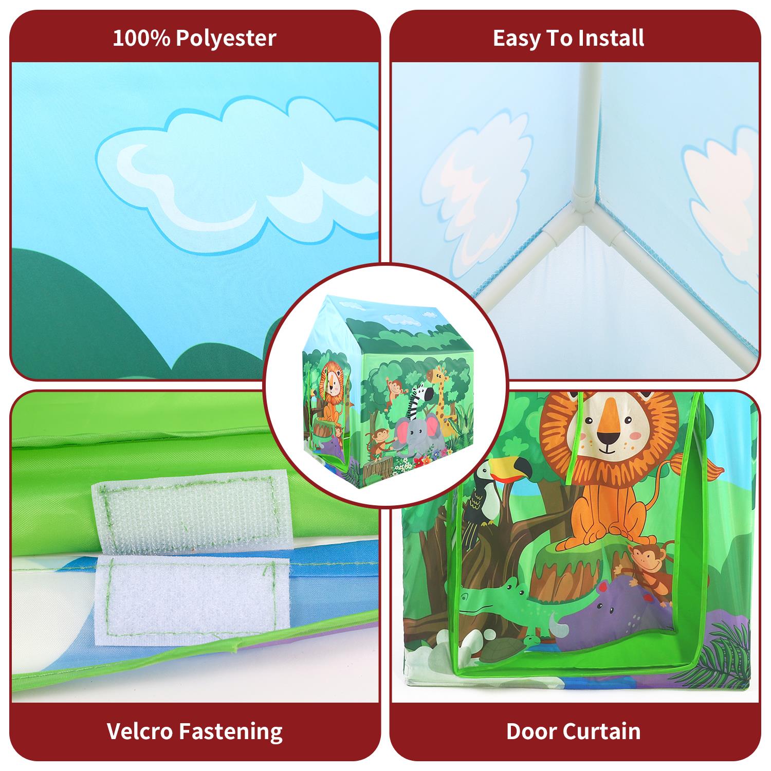 SOKA Playhouse for Kids Indoor Outdoor Foldable Play Tent Home Camping Beach - Produktbild 2