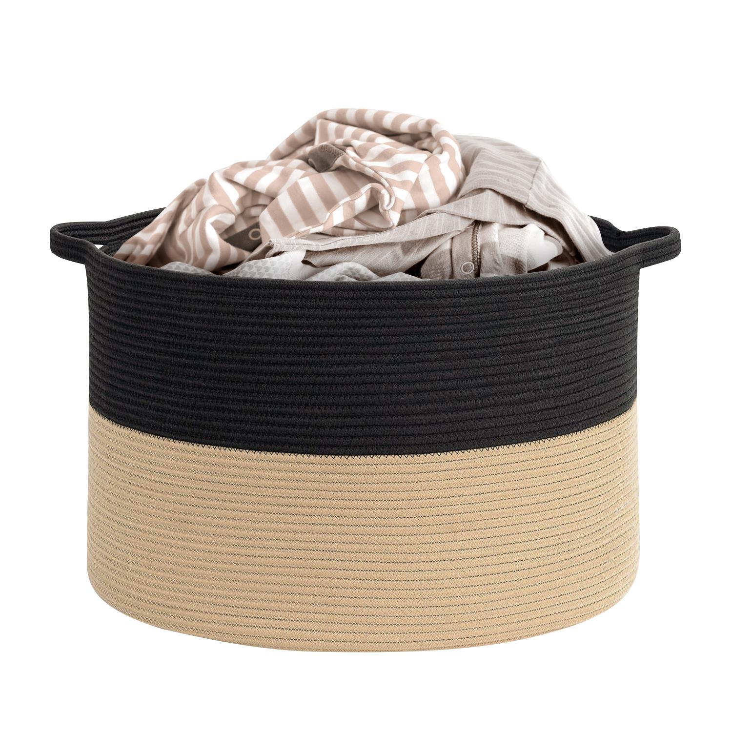 Vinsani Laundry Basket Natural Cotton Hand-Woven Rope Hamper Minimalist Storage - Picture 12 of 68