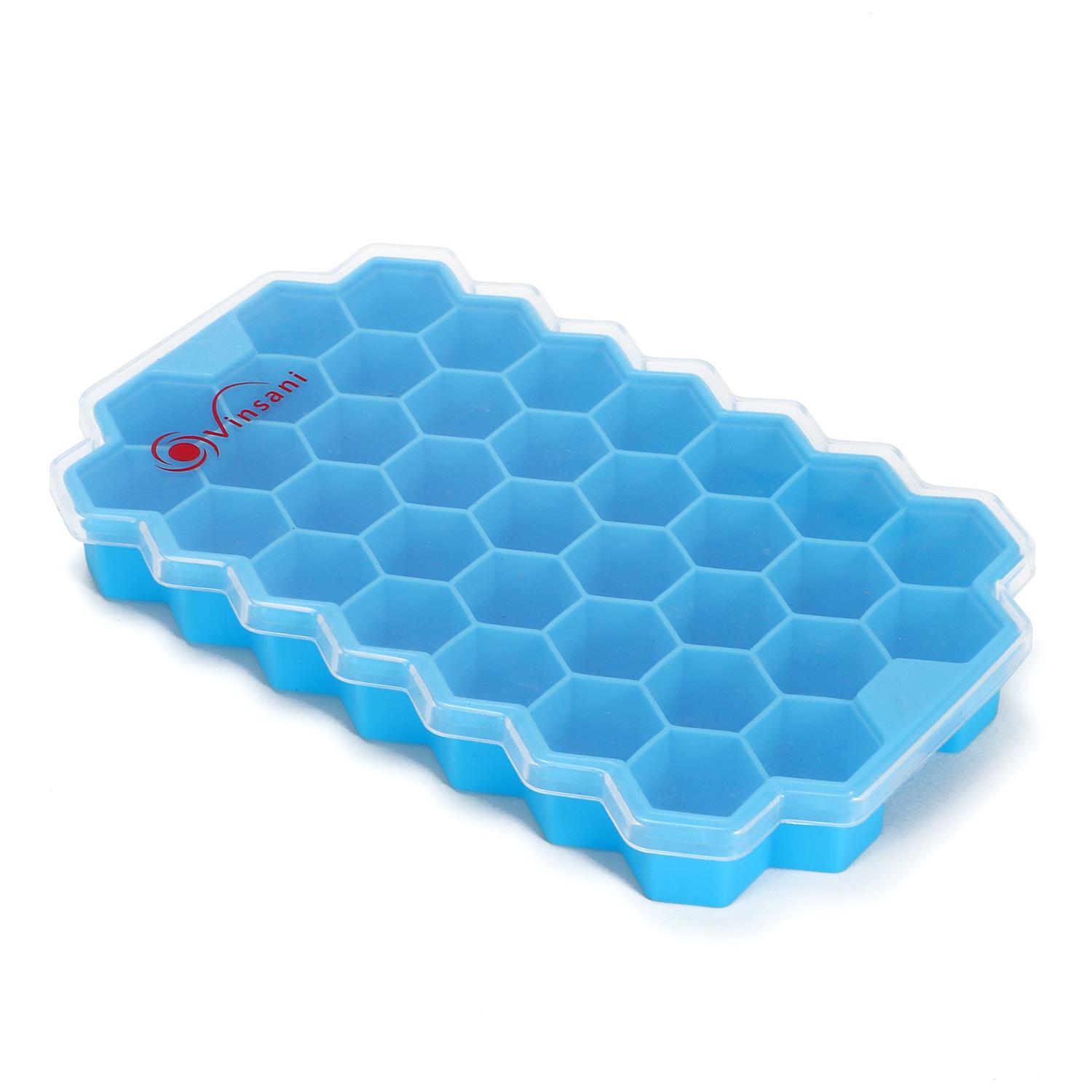 Vinsani 2 Pack Ice Cube Hexagon Silicone Tray with Clear Removable Lids - Picture 13 of 24