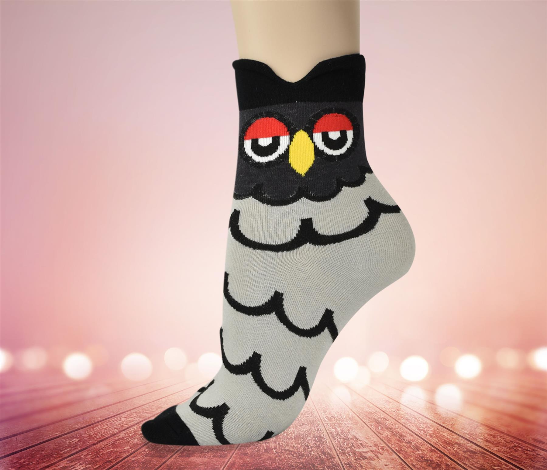 Vinsani® Cat Dog Owl Pet Animal Cute Print Socks 5 Pairs Pack - OneSize Fits all - Picture 45 of 63