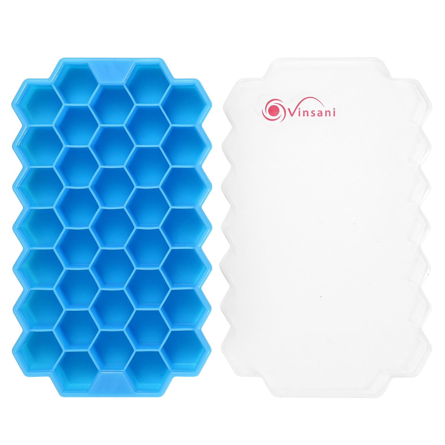 Vinsani 2 Pack Ice Cube Hexagon Silicone Tray with Clear Removable Lids - Picture 12 of 24