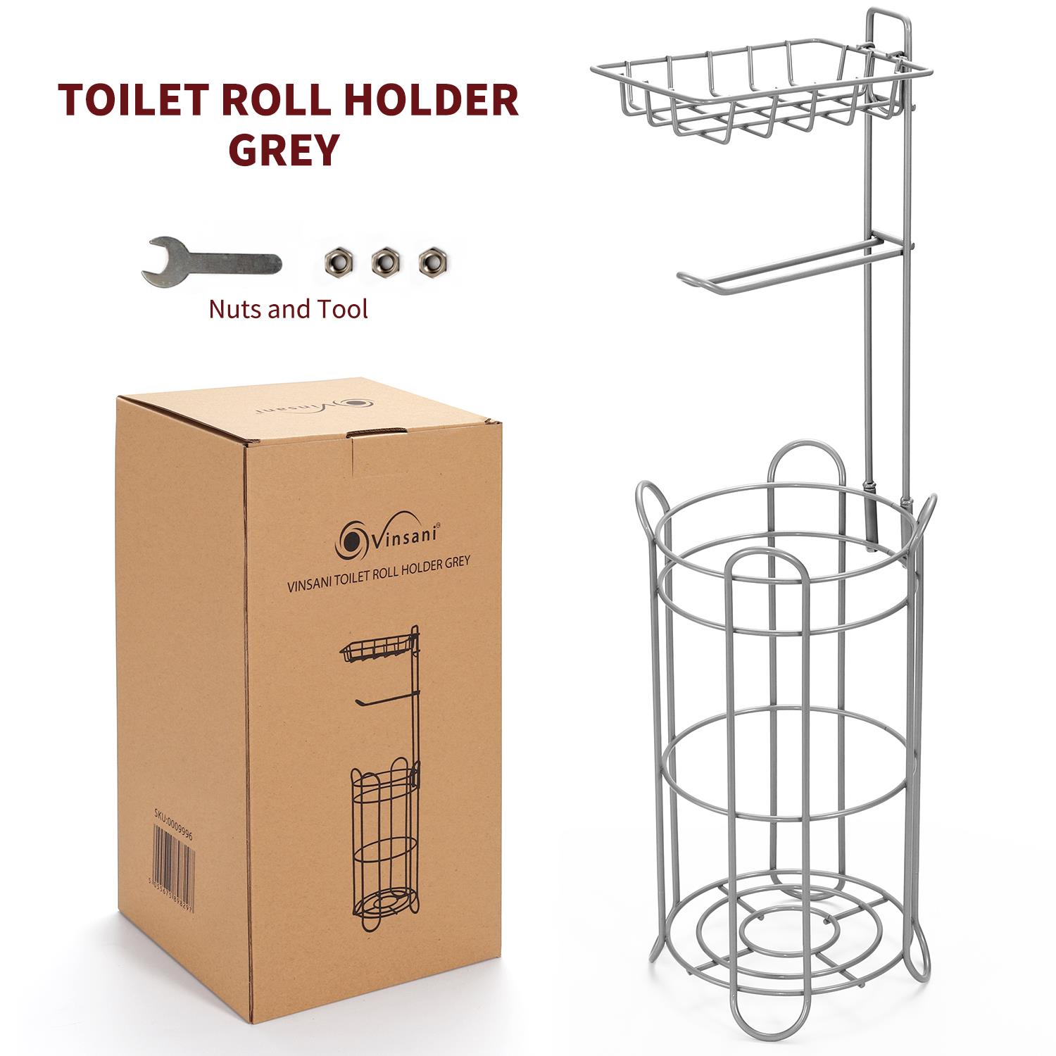 Vinsani Free Standing Toilet Paper Tissue Paper Roll Holder - Picture 38 of 39