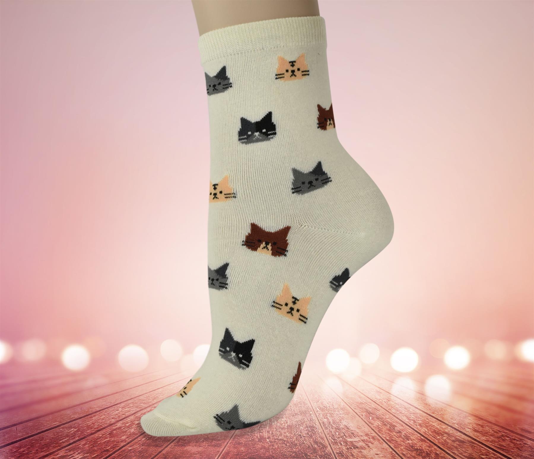 Vinsani® Cat Dog Owl Pet Animal Cute Print Socks 5 Pairs Pack - OneSize Fits all - Picture 27 of 63