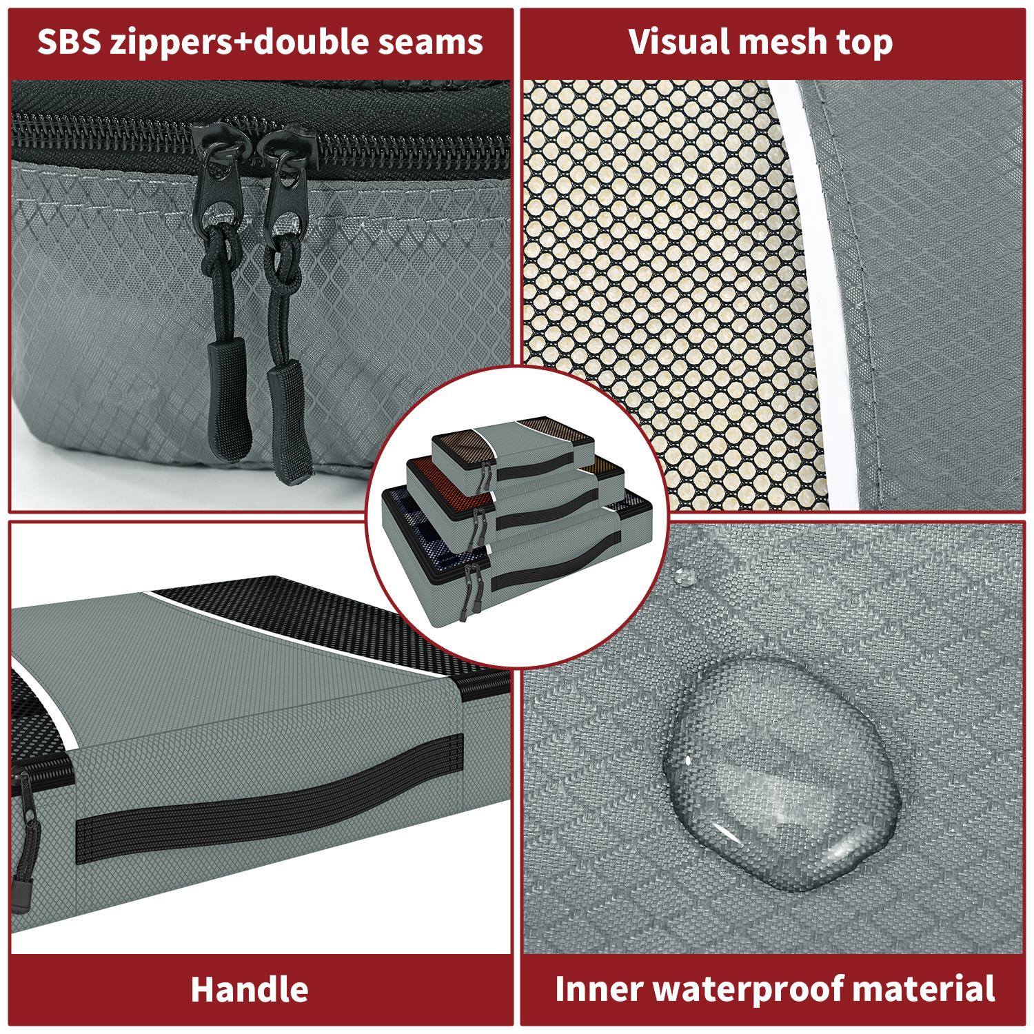 Vinsani 3 Piece Packing Cubes Set Suitcase Travel Organiser Essentials - Picture 25 of 60