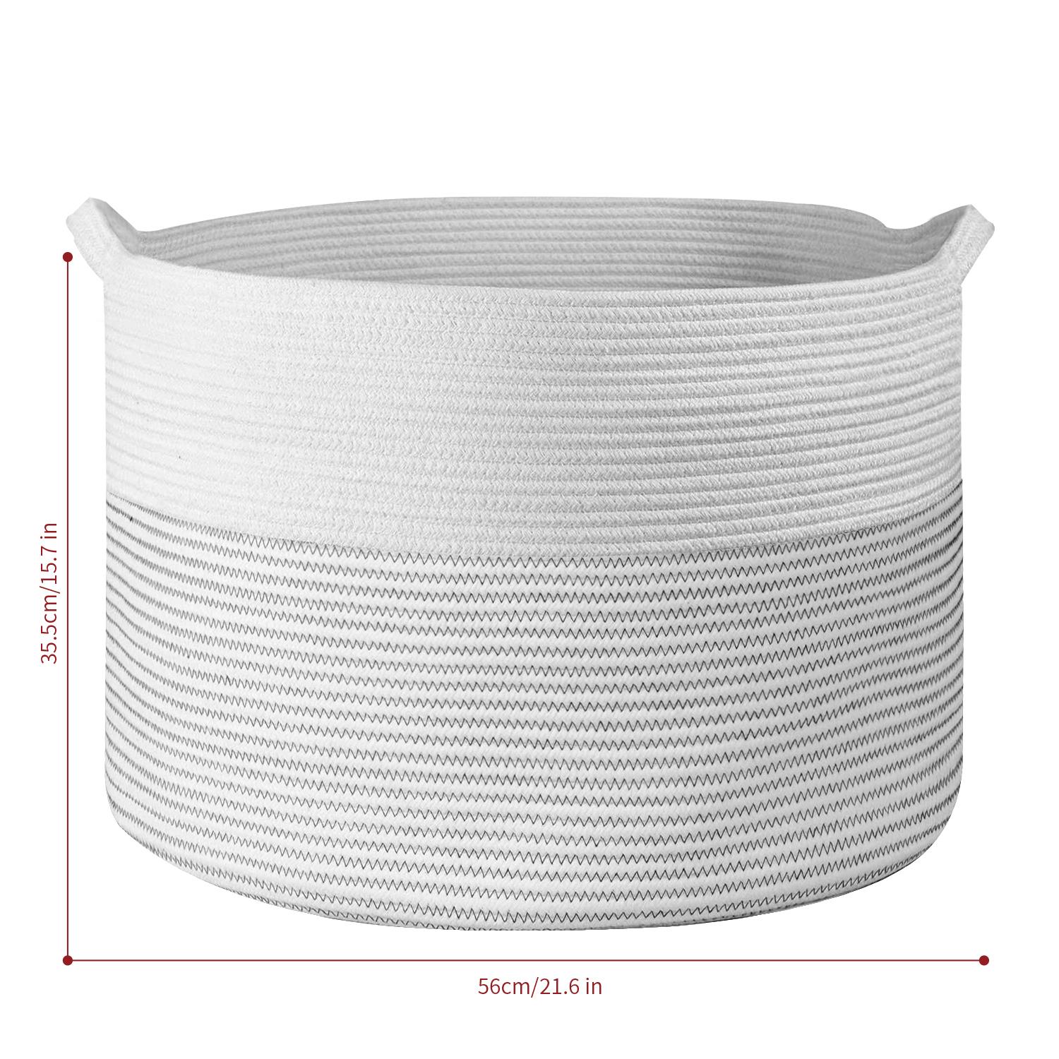 Vinsani Laundry Basket Natural Cotton Hand-Woven Rope Hamper Minimalist Storage - Picture 52 of 68