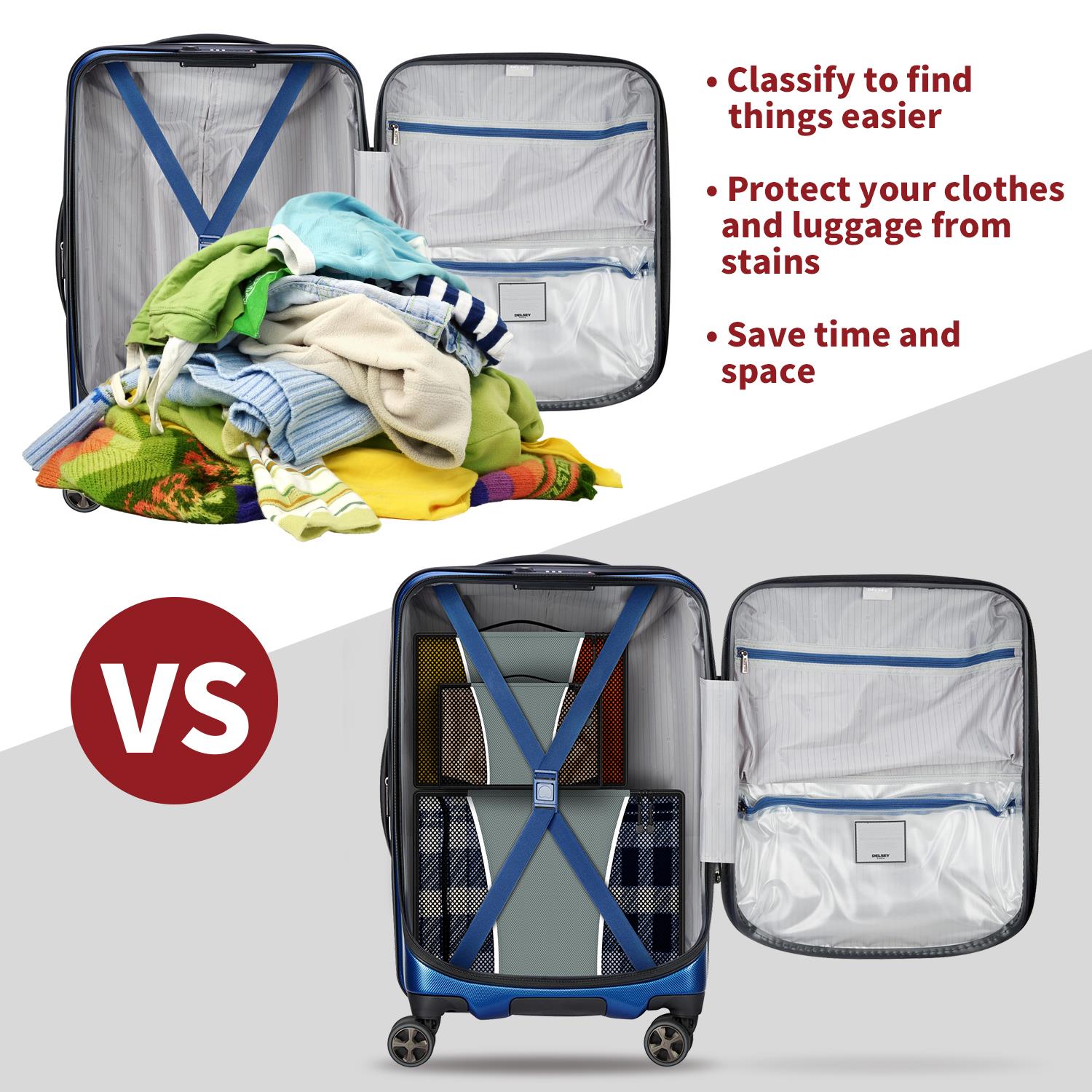 Vinsani 3 Piece Packing Cubes Set Suitcase Travel Organiser Essentials - Picture 23 of 60