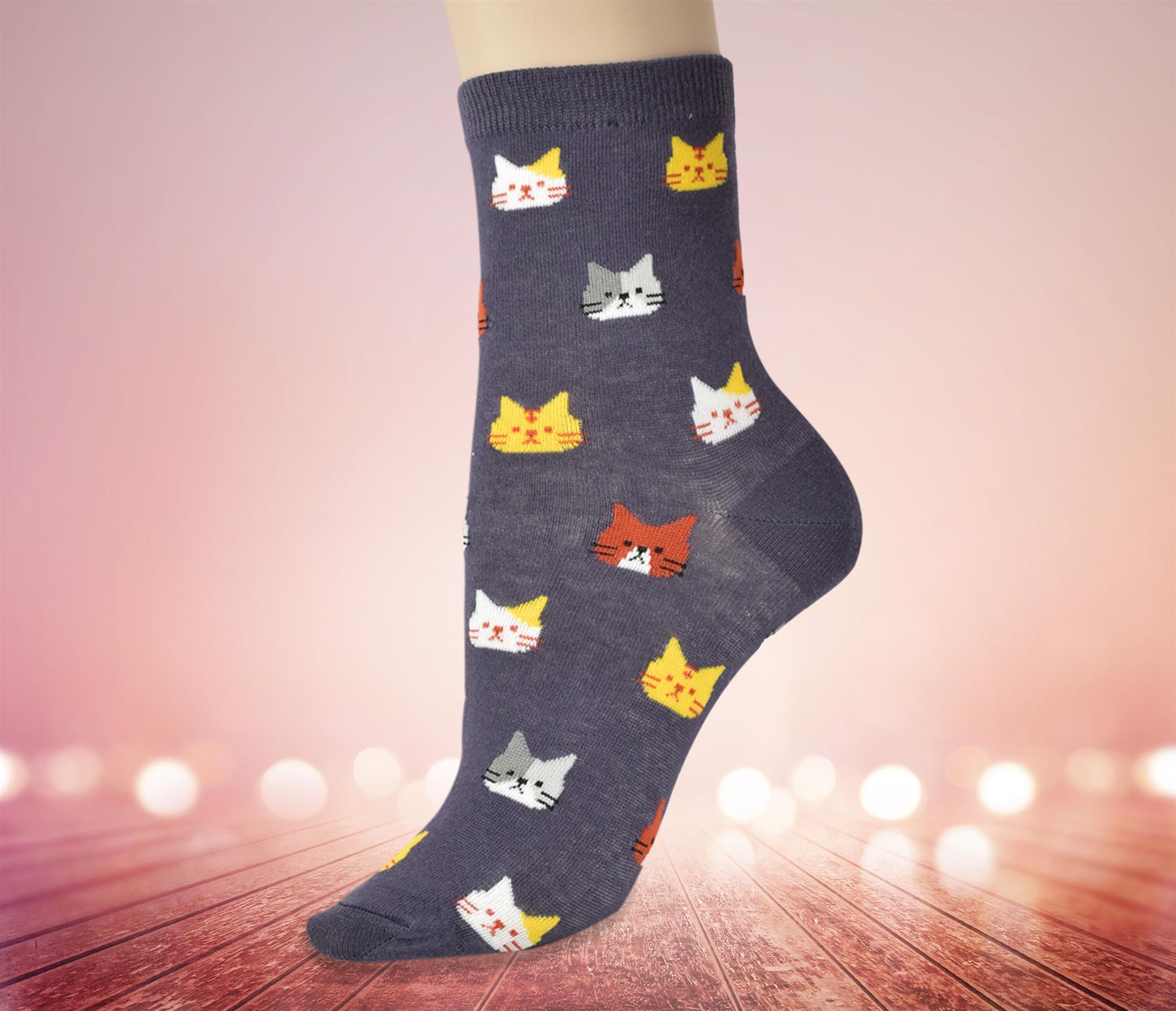 Vinsani® Cat Dog Owl Pet Animal Cute Print Socks 5 Pairs Pack - OneSize Fits all - Picture 26 of 63