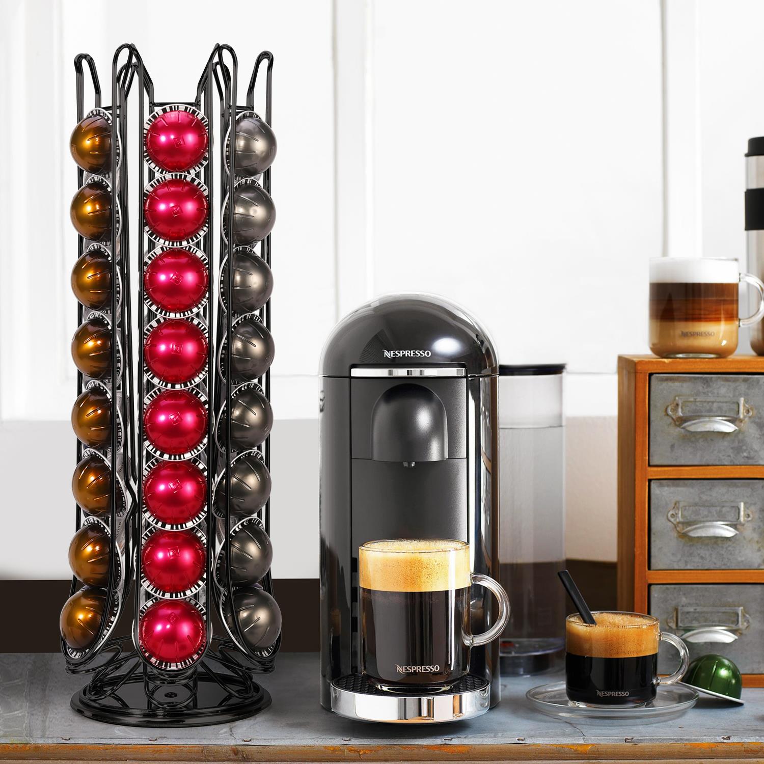 Vinsani 48 Coffee Pod Holder Rotating for Nespresso Vertuo Vertuoline Capsules - Picture 3 of 25