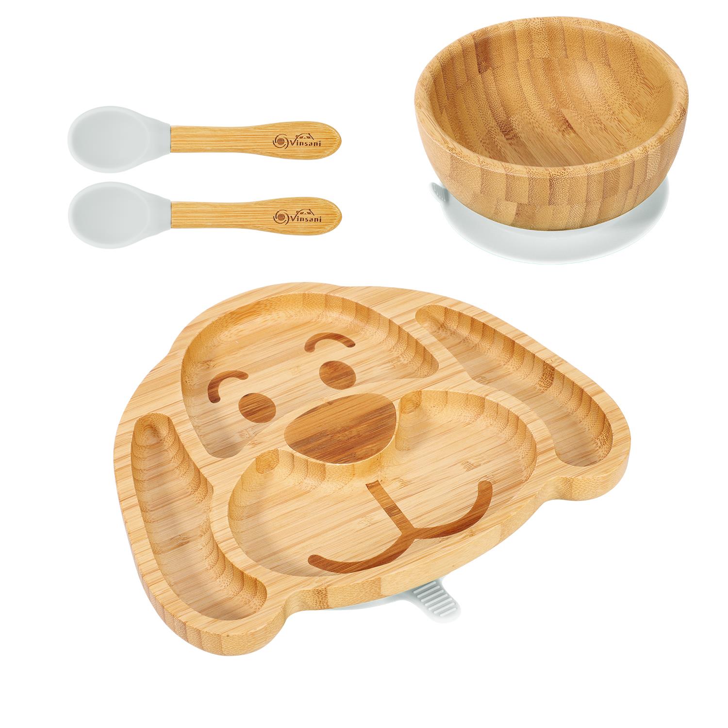 Vinsani Bamboo Dog Plate Bowl & Spoon Set Suction Bowl Stay-Put Design - Picture 33 of 73