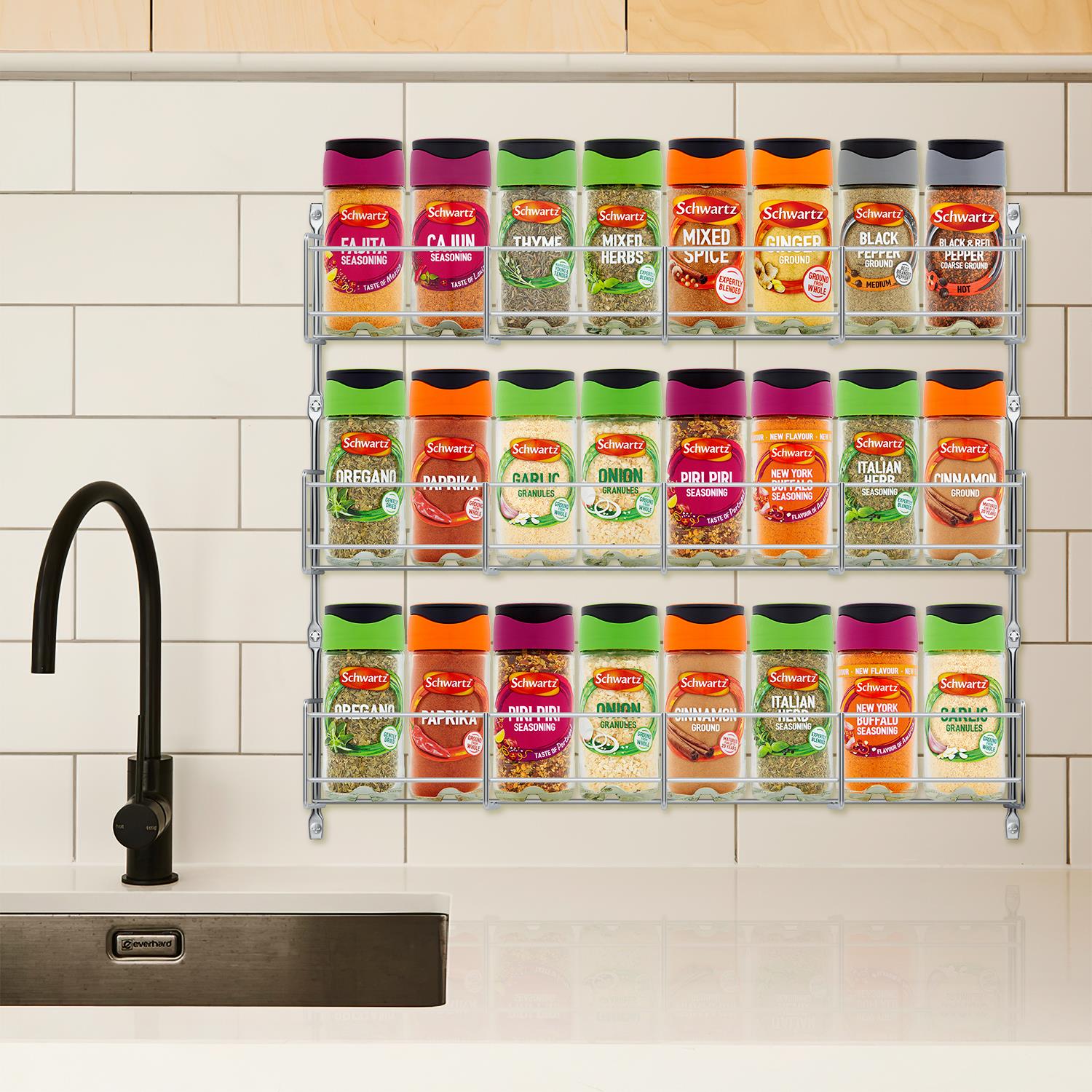 Vinsani 1-6 Tier Spice Herb Jar Rack Holder Kitchen Cupboard Wall Storage Unit - Picture 3 of 63