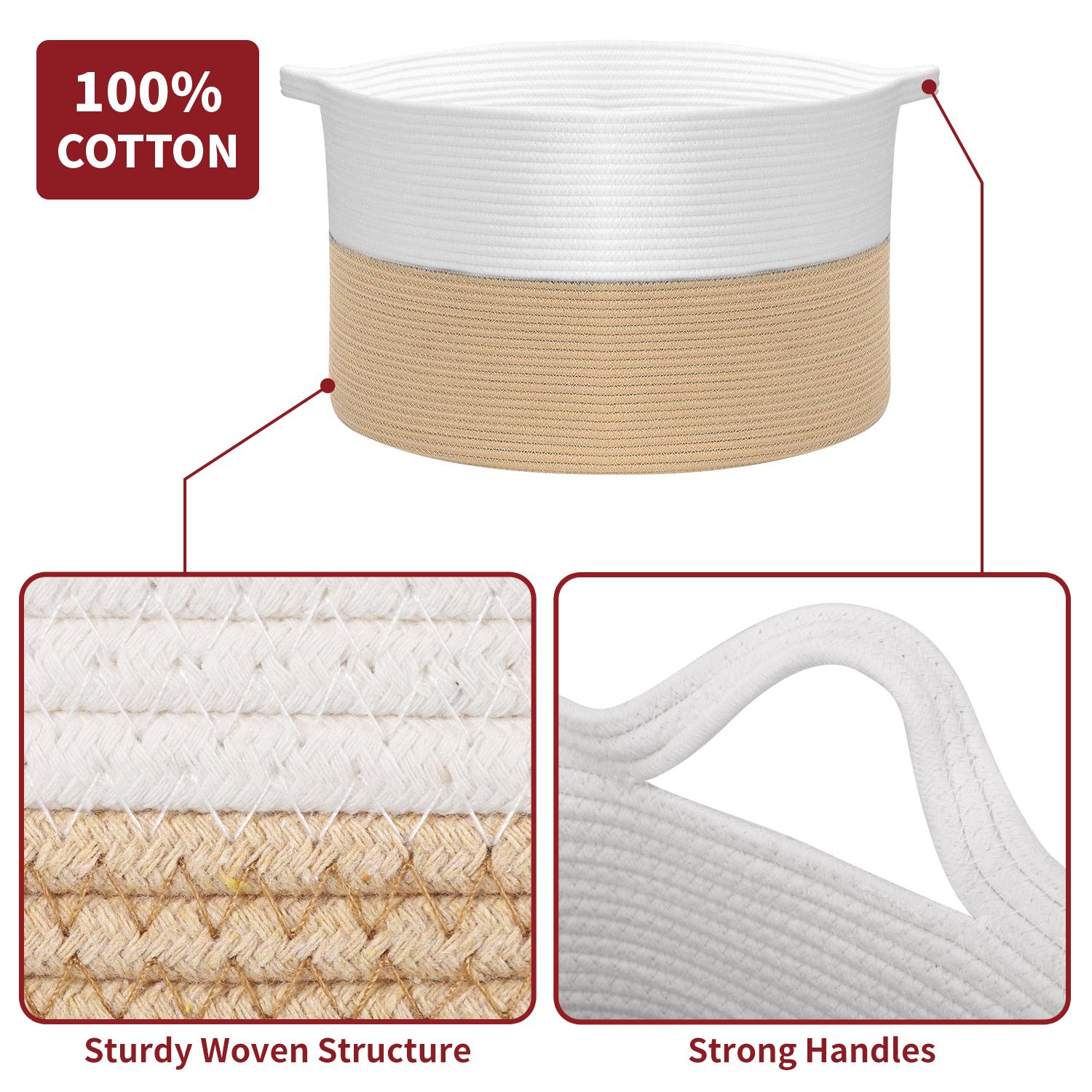 Vinsani Laundry Basket Natural Cotton Hand-Woven Rope Hamper Minimalist Storage - Picture 32 of 68