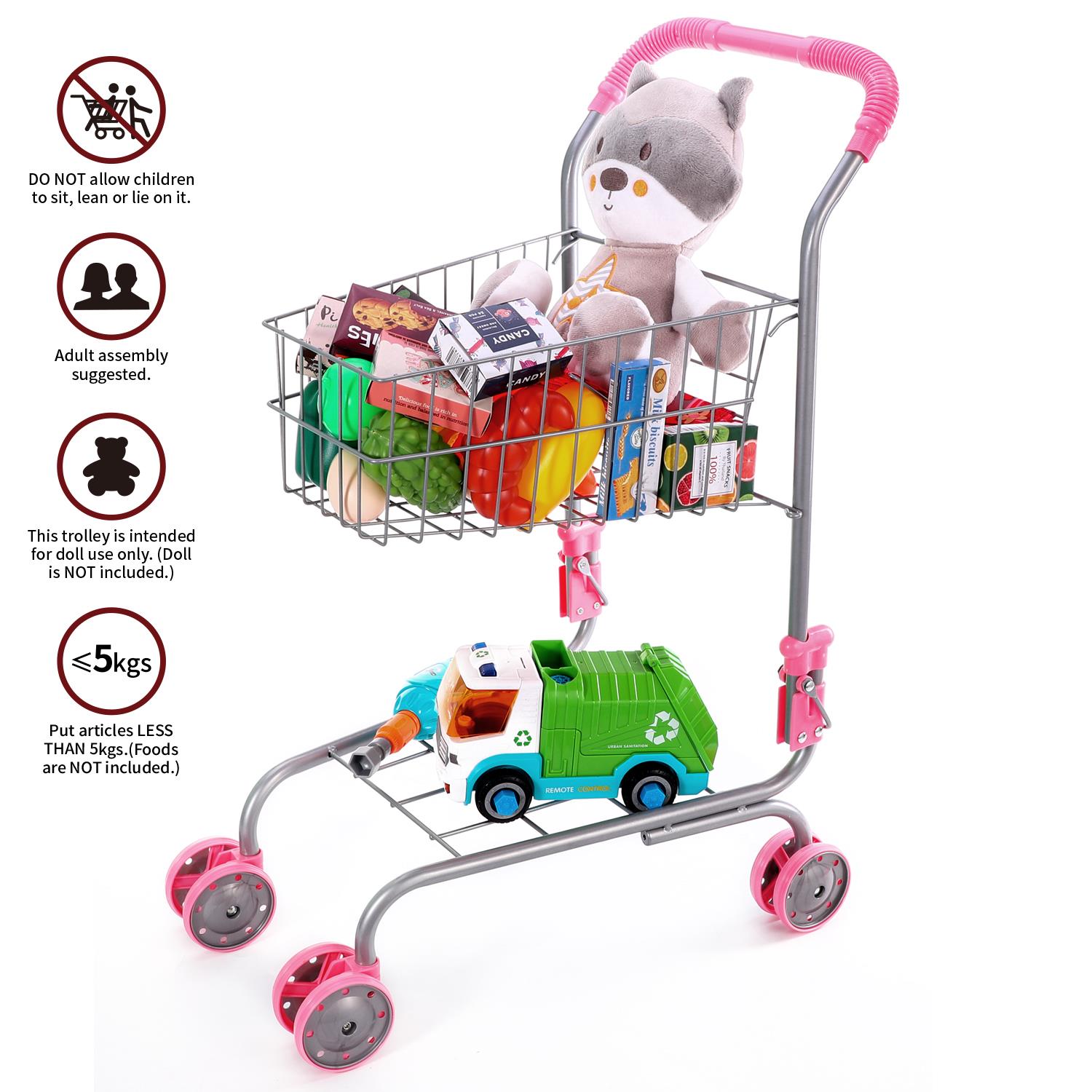 Vinsani Children Metal Toy Shopping Trolley Basket Supermarket Pretend