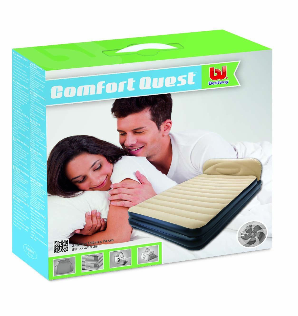 Bestway Comfort Quest Soft Back Elevated Queen Electric Airbed Built