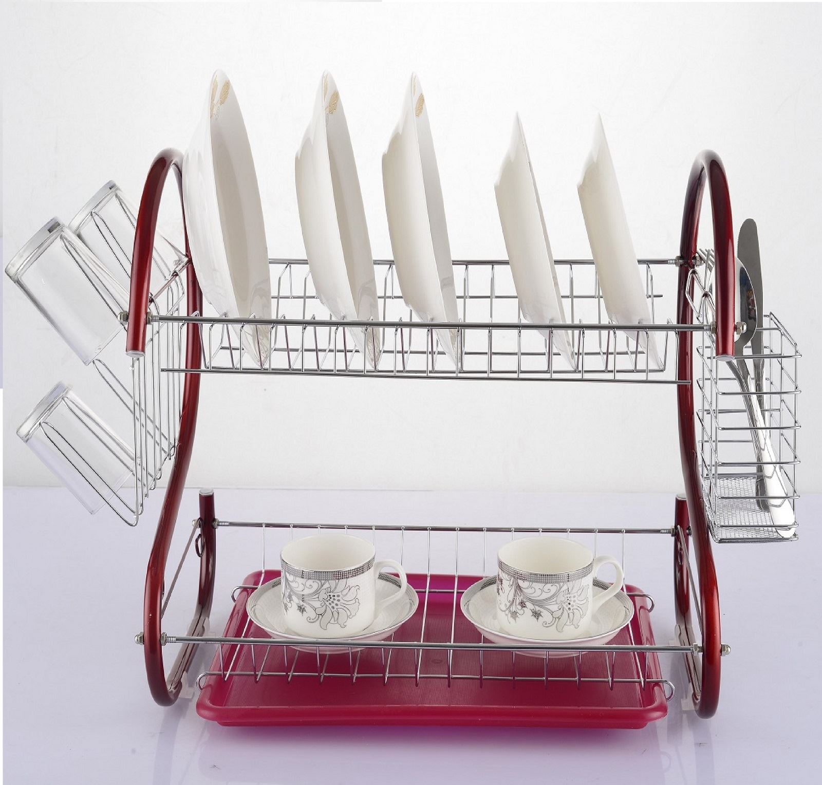 Elegance 2 Tier Plates Dish Cutlery Cup Drainer Rack Drip Tray Holder eBay