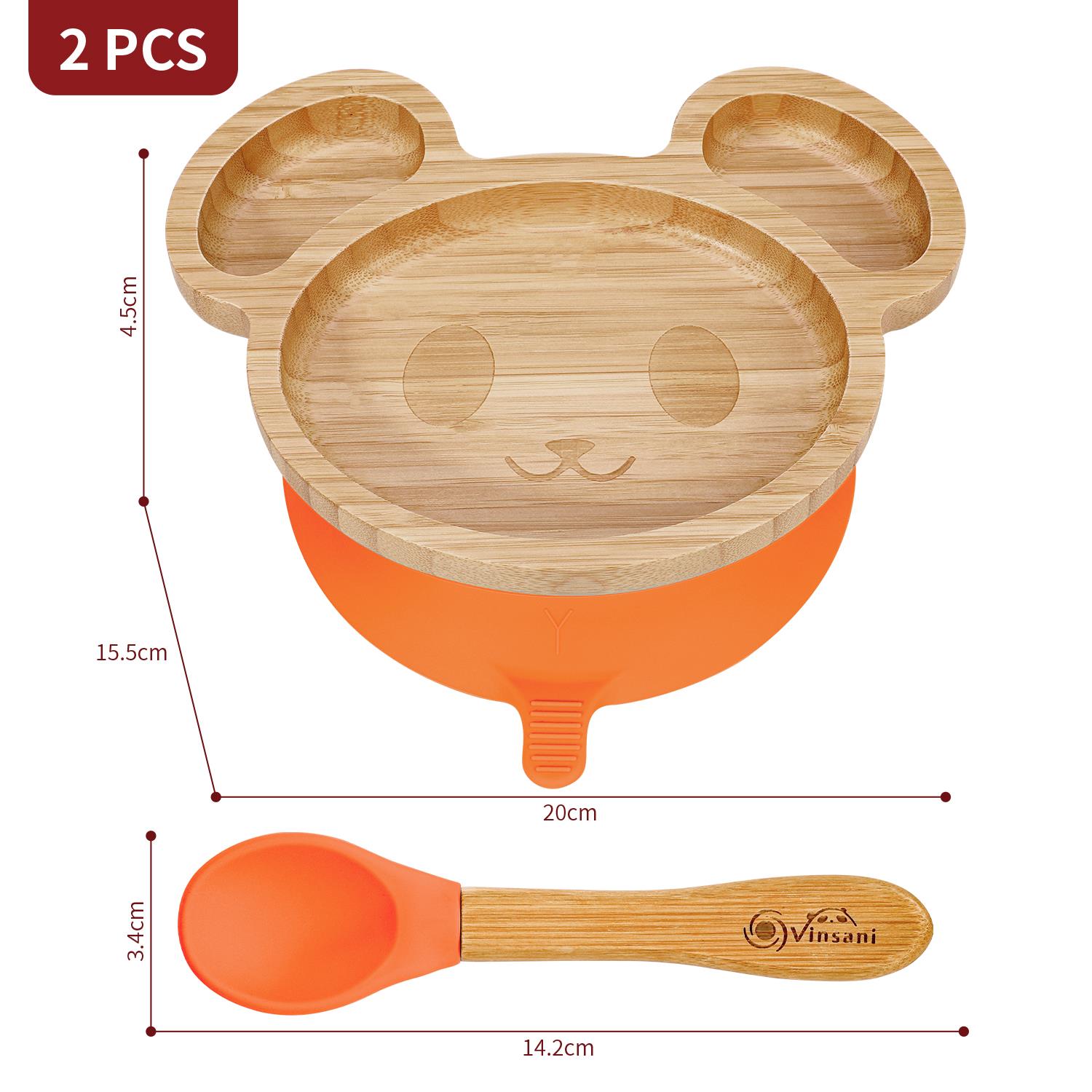 Vinsani Mouse Bamboo Plate and Spoon Set Suction Plate Stay-Put Design - Picture 26 of 61