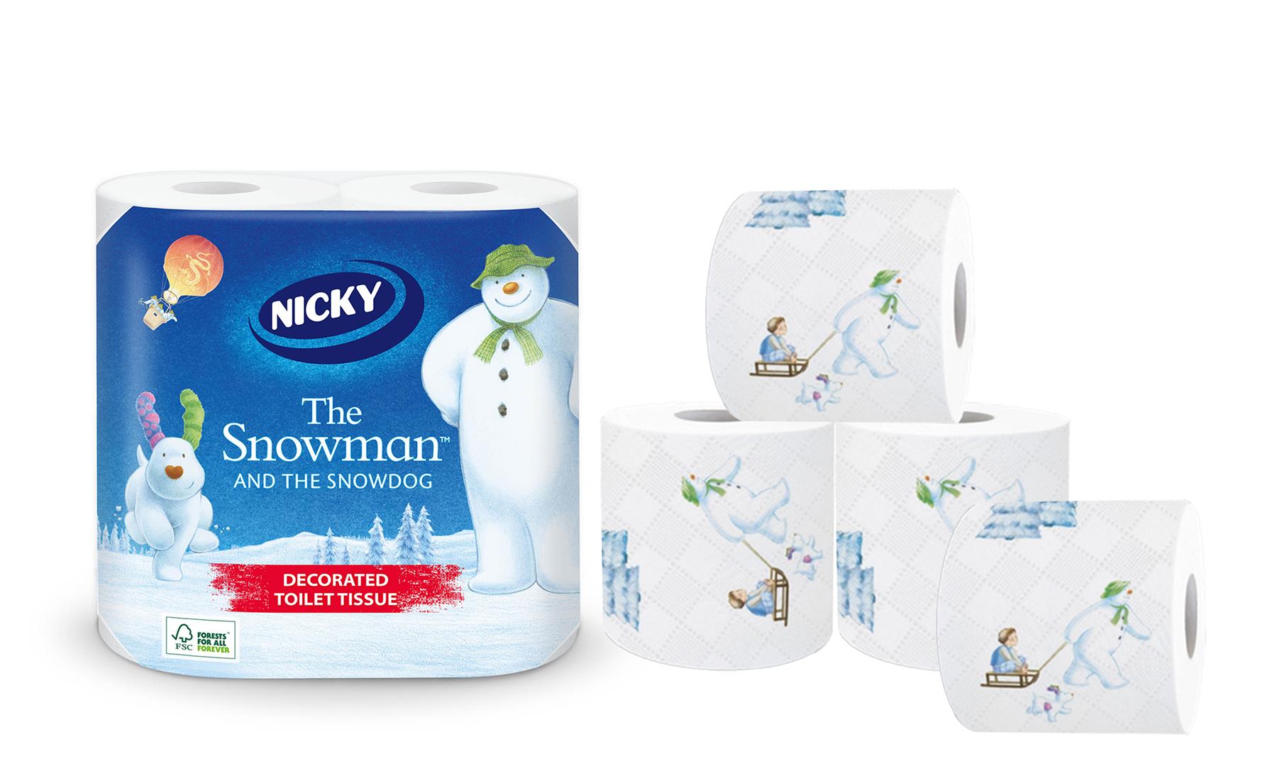 Nicky 3 Ply The Snowman and the Snowdog Christmas Toilet Tissue Paper
