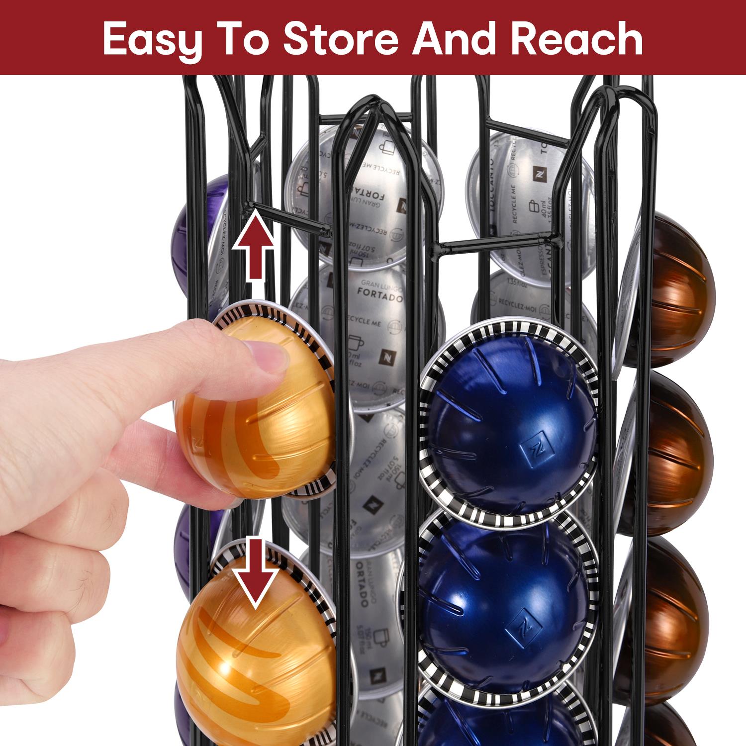 Vinsani 48 Coffee Pod Holder Rotating for Nespresso Vertuo Vertuoline Capsules - Picture 8 of 25