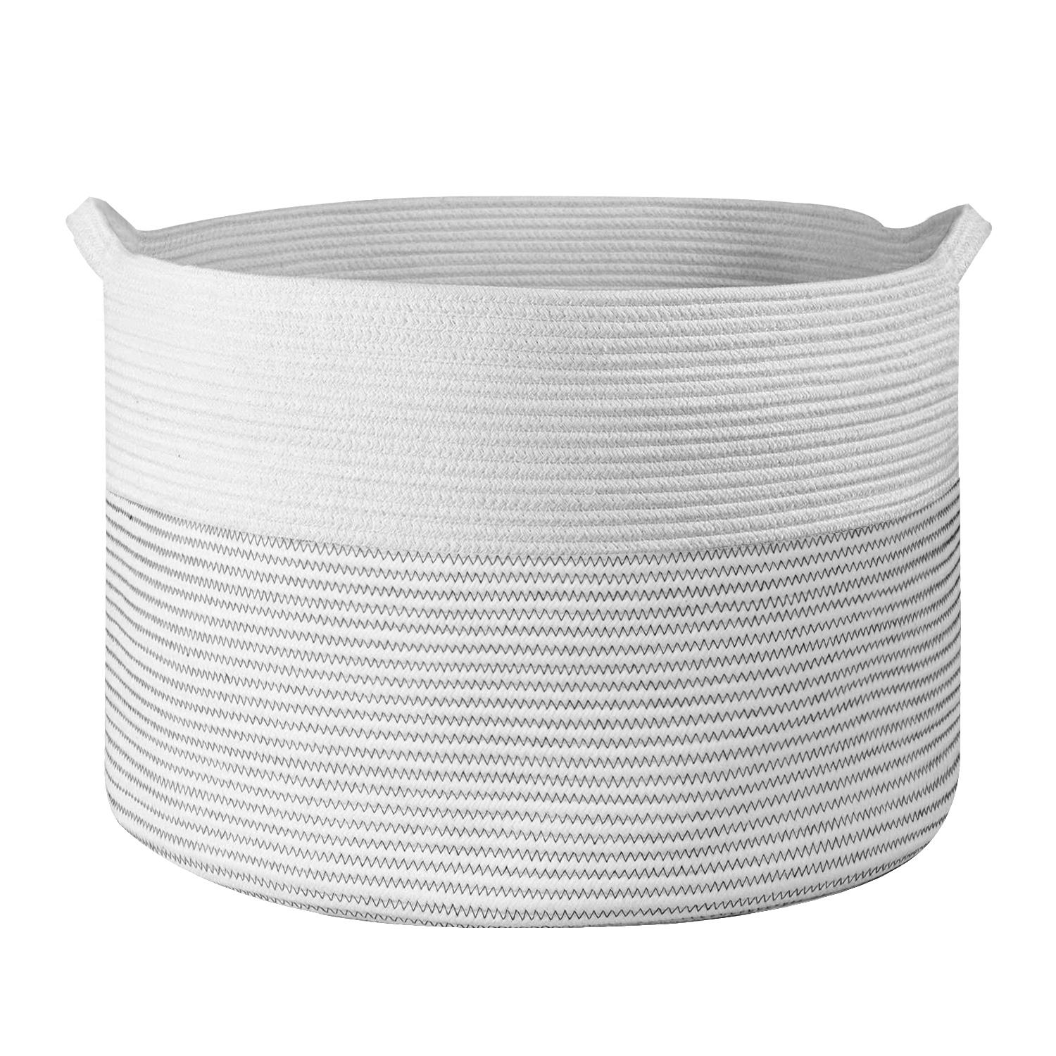 Vinsani Laundry Basket Natural Cotton Hand-Woven Rope Hamper Minimalist Storage - Picture 48 of 68