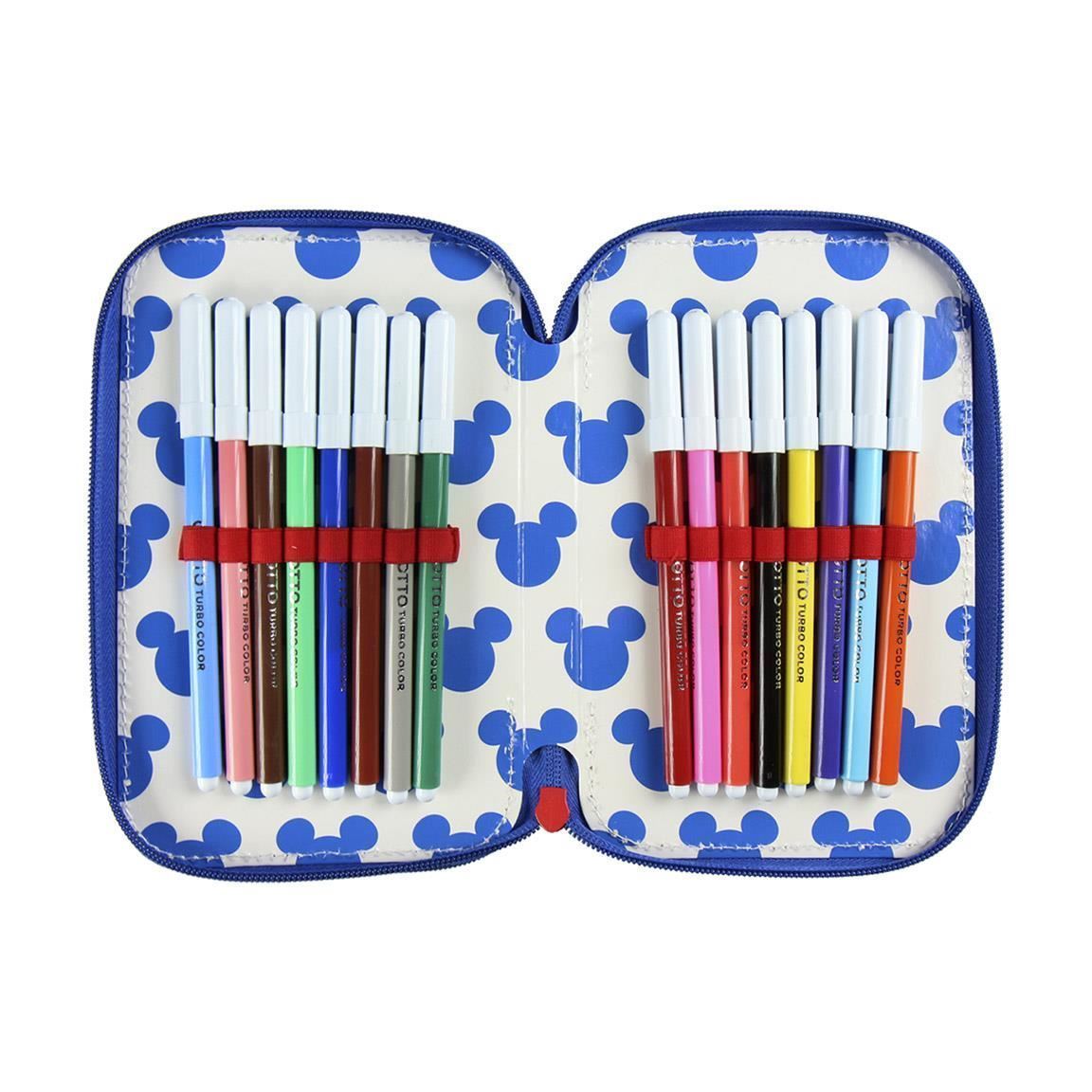 Disney Mickey Mouse Triple Pencil Case Set Filled 43 Piece 3 Tier