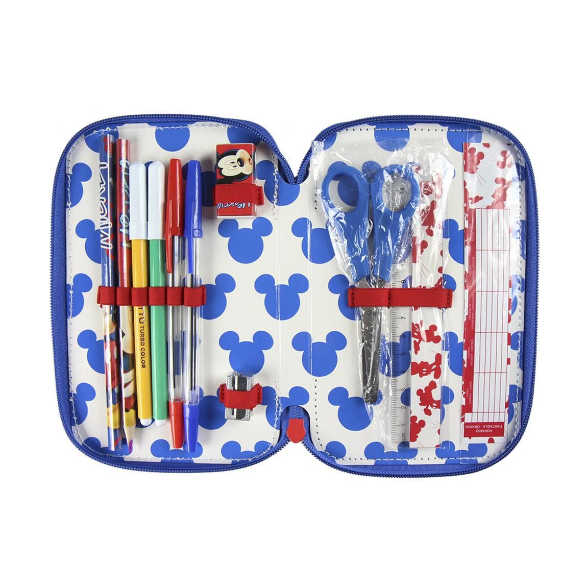 Disney Mickey Mouse Triple Pencil Case Set Filled 43 Piece 3 Tier