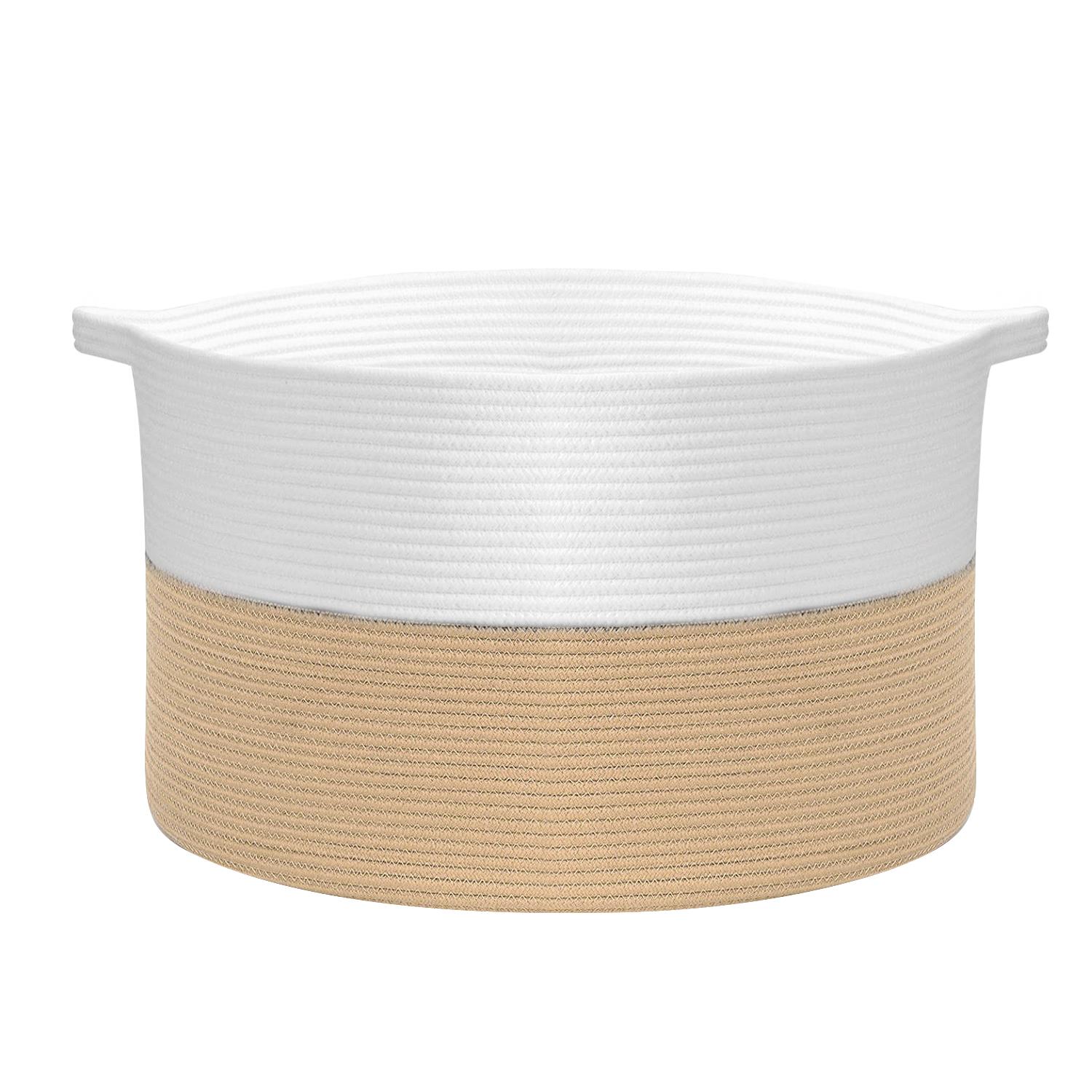 Vinsani Laundry Basket Natural Cotton Hand-Woven Rope Hamper Minimalist Storage - Picture 25 of 68
