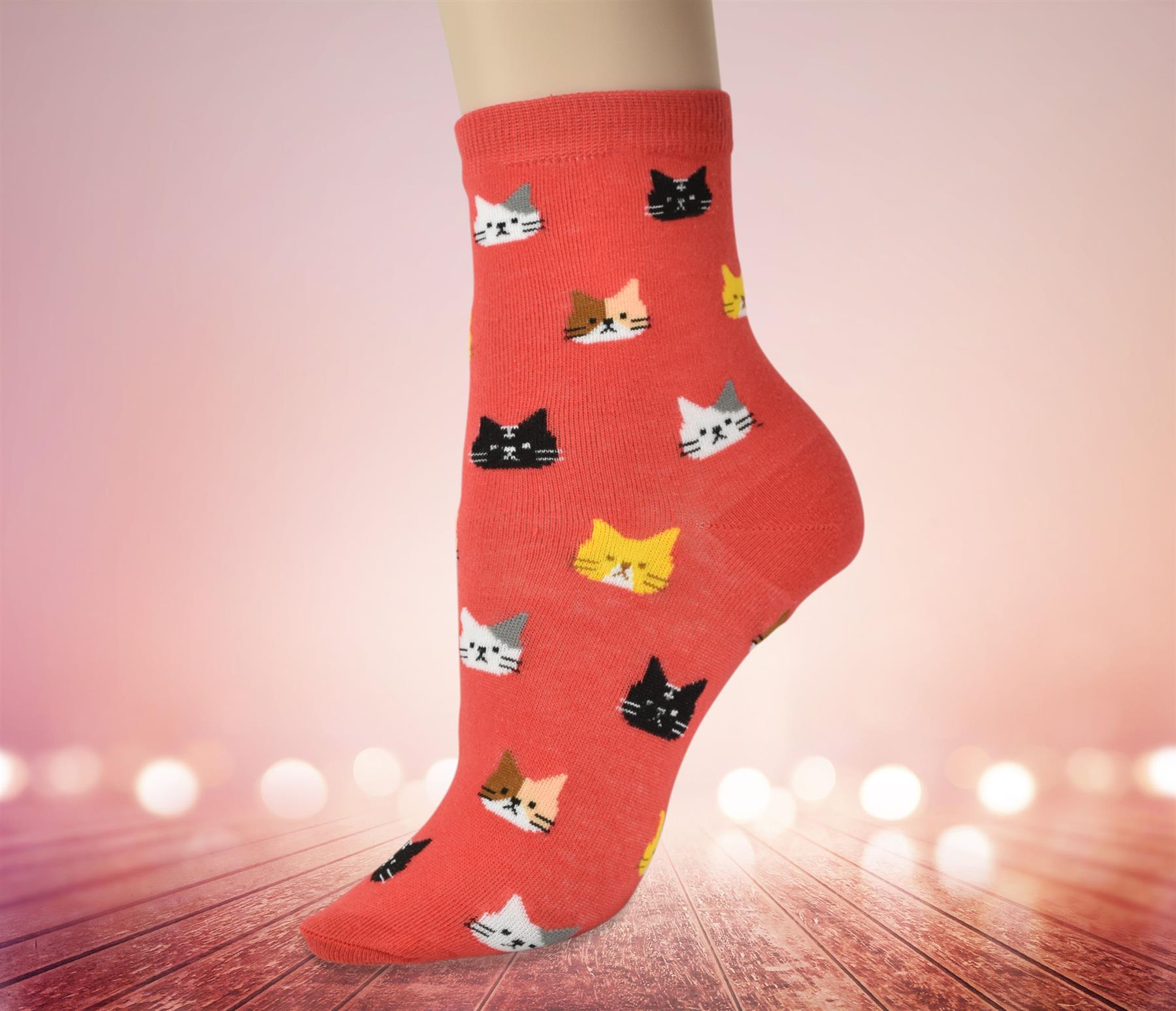Vinsani® Cat Dog Owl Pet Animal Cute Print Socks 5 Pairs Pack - OneSize Fits all - Picture 25 of 63
