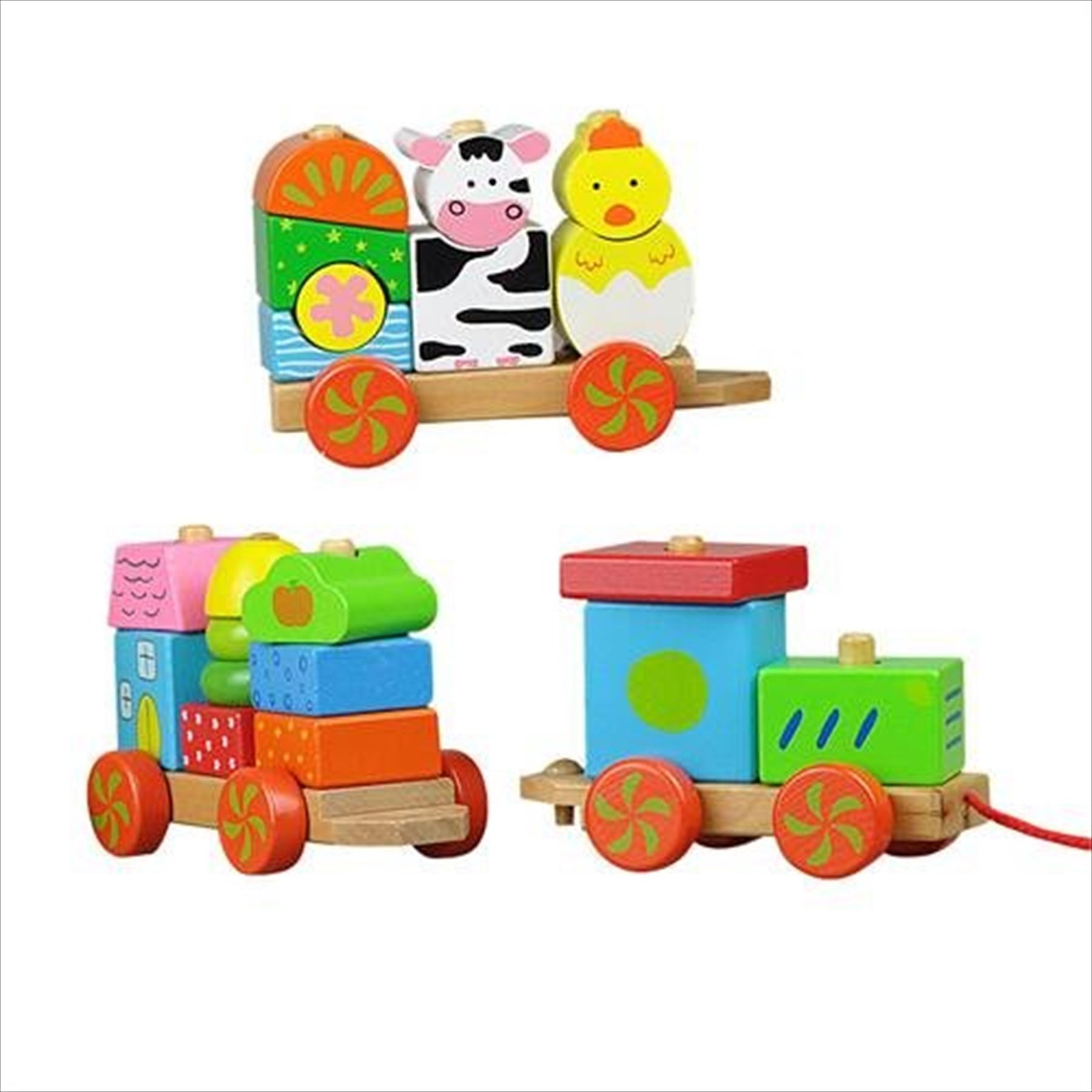 LELIN WOODEN FARM ANIMALS TRAIN TRACK CHILDREN KIDS RAILWAY WAGON