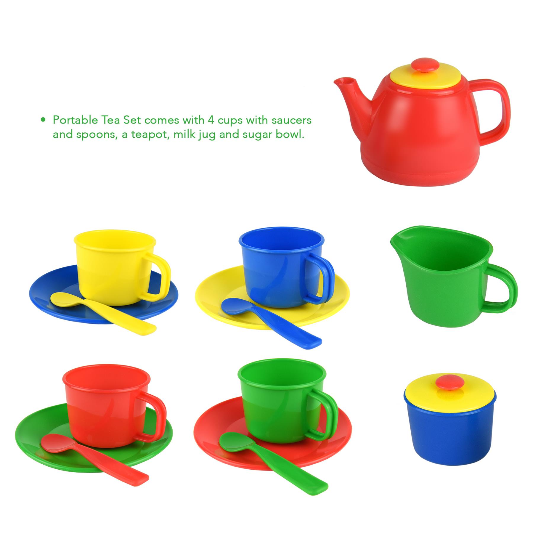 Vinsani Kids 15 Piece Red Portable Plastic Tea Set with Carry Case for Age 3+ 5055675881725 eBay