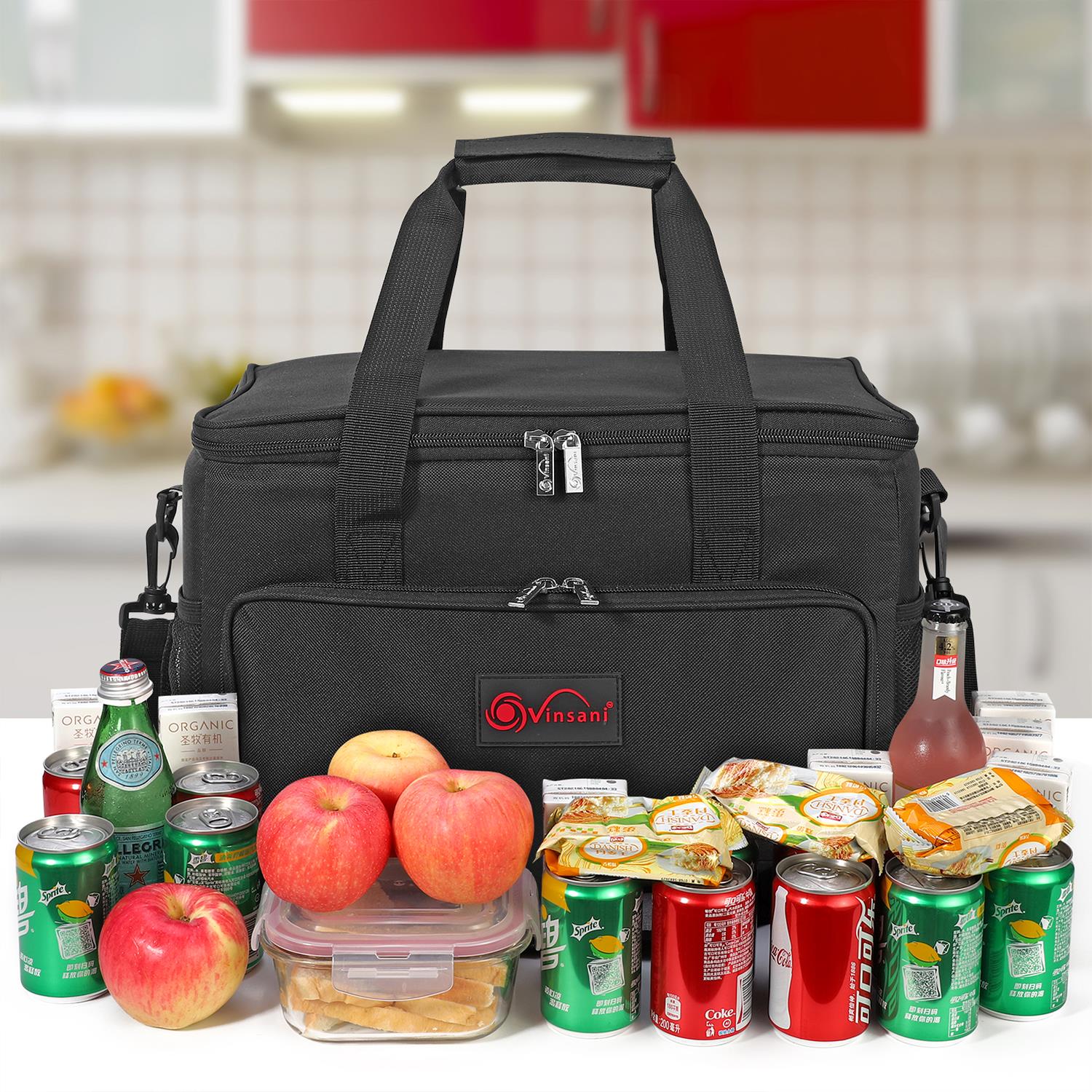 Vinsani 15L / 24L Black Cooler Bag Insulated Picnic Storage Bag Picnic Camping - Produktbild 10